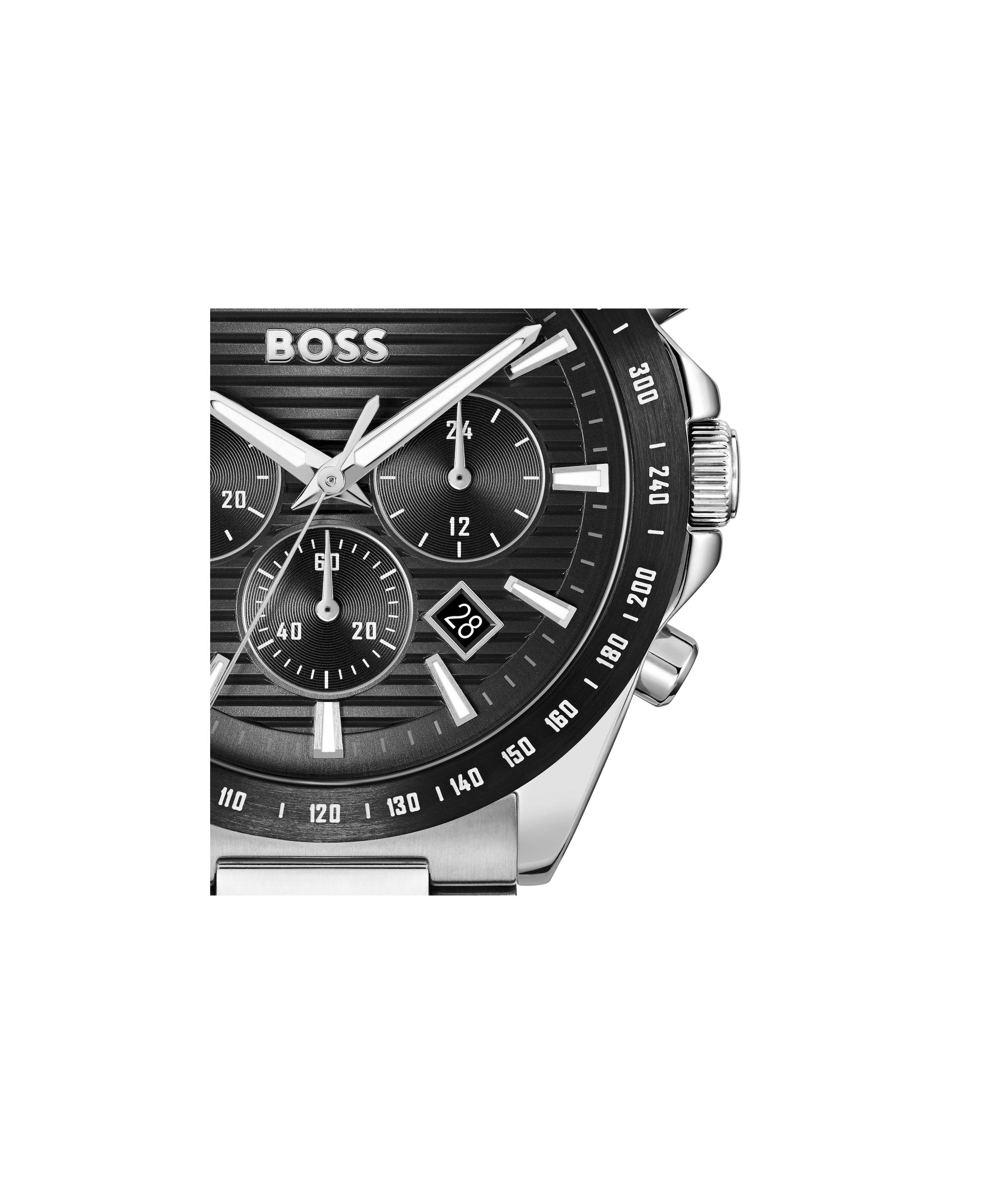 BOSS Chronograph »STRIKE CHRONO« Quarzuhr, Armbanduhr, Herrenuhr, Edelstahlarmband, analog, Tag