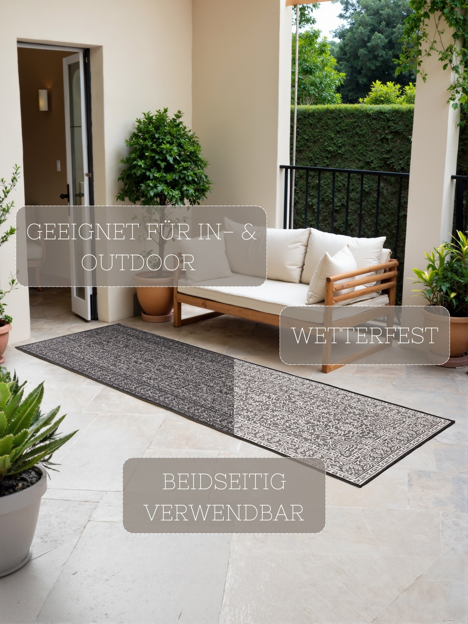 HANSE Home Outdoorteppich »Kona Wendeteppich«, rechteckig, 5 mm Höhe, In und Outdoor, Flachgewebe, wetterfest, pflegeleicht, robust