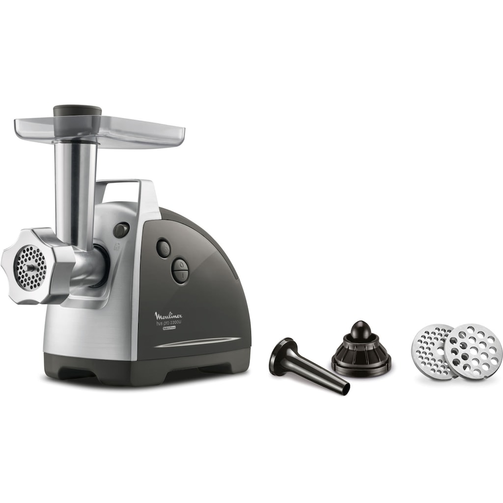 Moulinex Fleischwolf »ME6868 Meat Mincer«, 2200 W, 4 Zubehörteile inbegriffen, sicheres Reverse-System, schwarz/silber