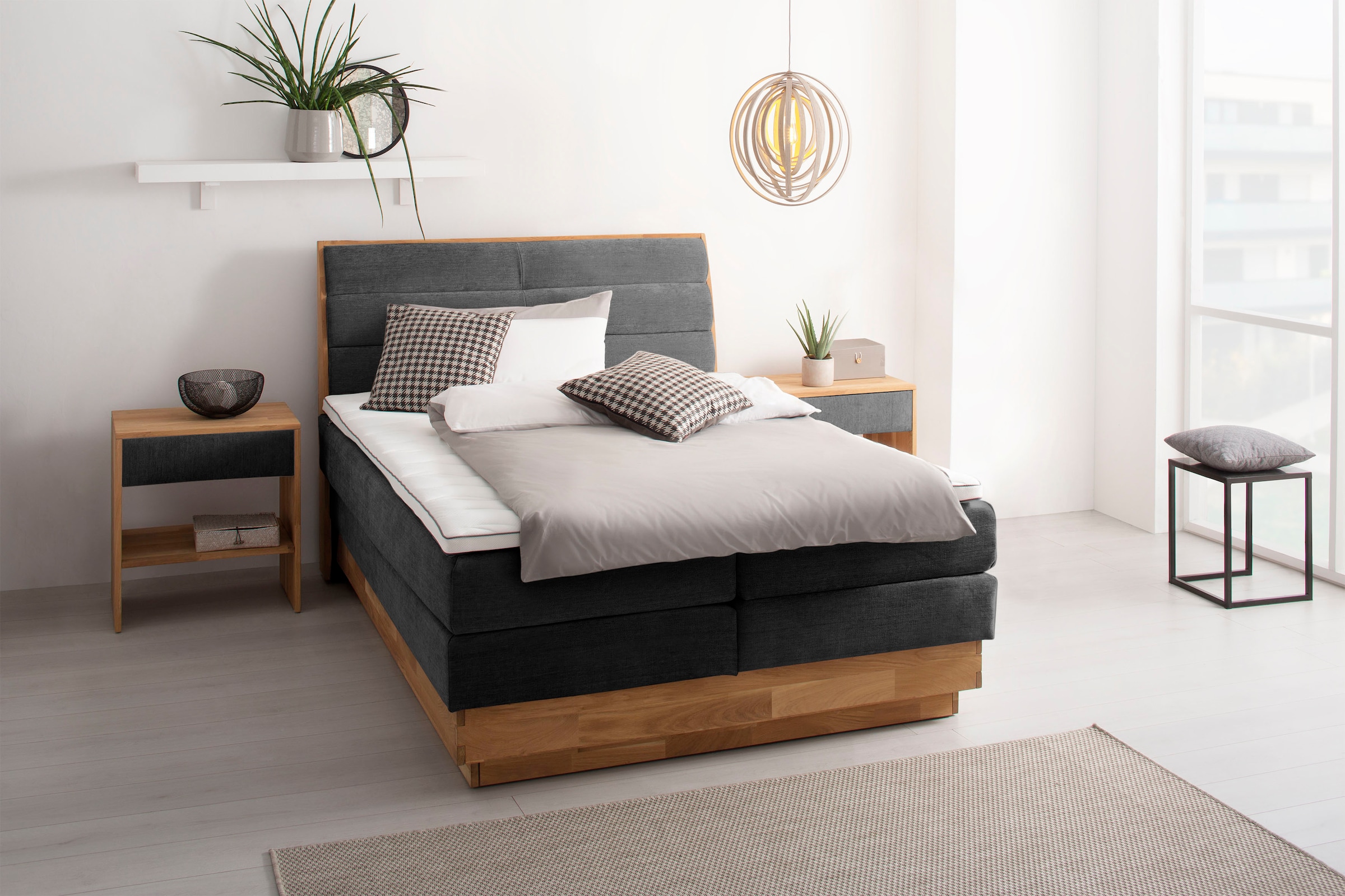 OTTO home Boxspringbett »Jenna« ohne LED-Beleuchtung, mit zertifizierten, recycelten Bezugsstoffen