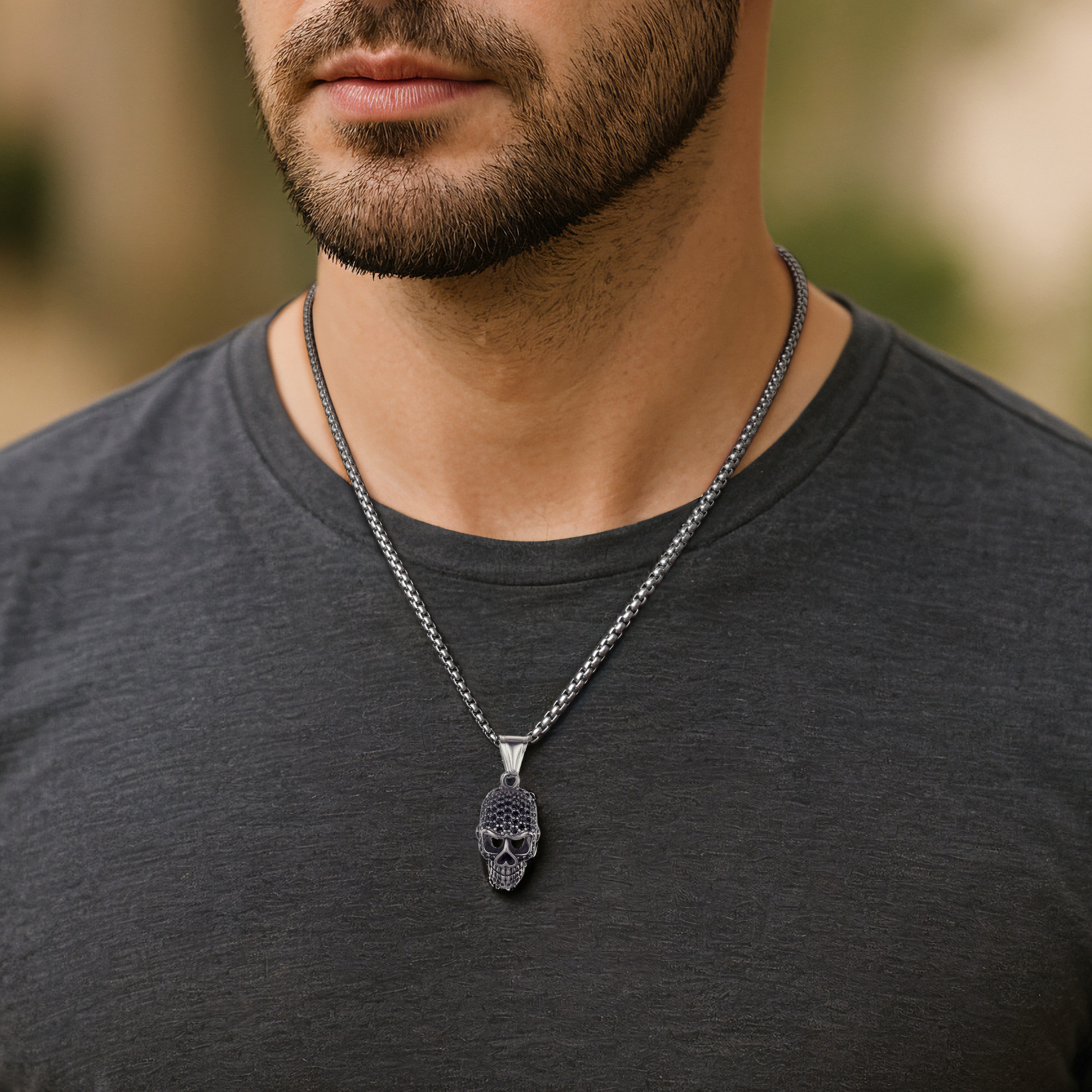 Firetti Kette mit Anhänger »Schmuck Geschenk Edelstahl Halsschmuck Halskette Totenkopf Skull« mit Zirkonia (synth.)