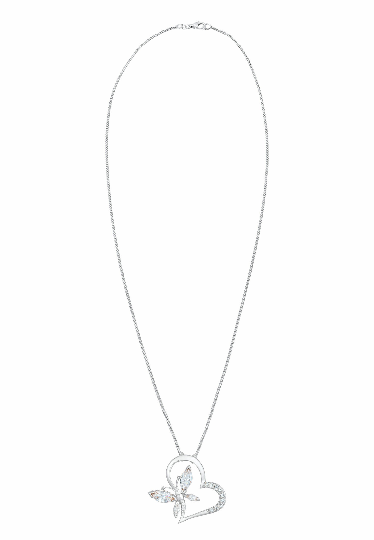 Elli Silberkette »Halskette Herz Schmetterling Zirkonia 925 Silber Noble«