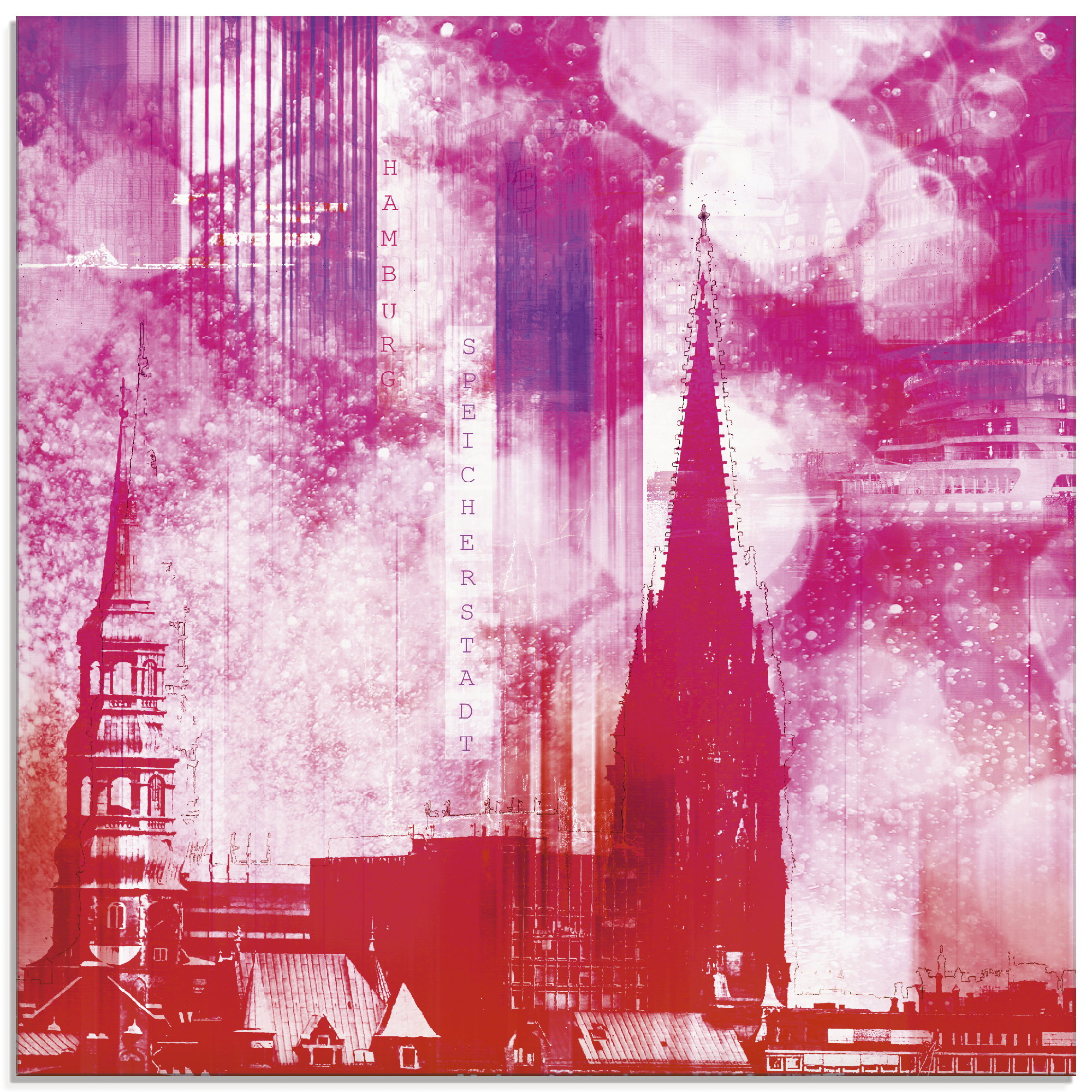 Artland Glasbild »Hamburg Collage III«, Architektonische Elemente, (1 St.)