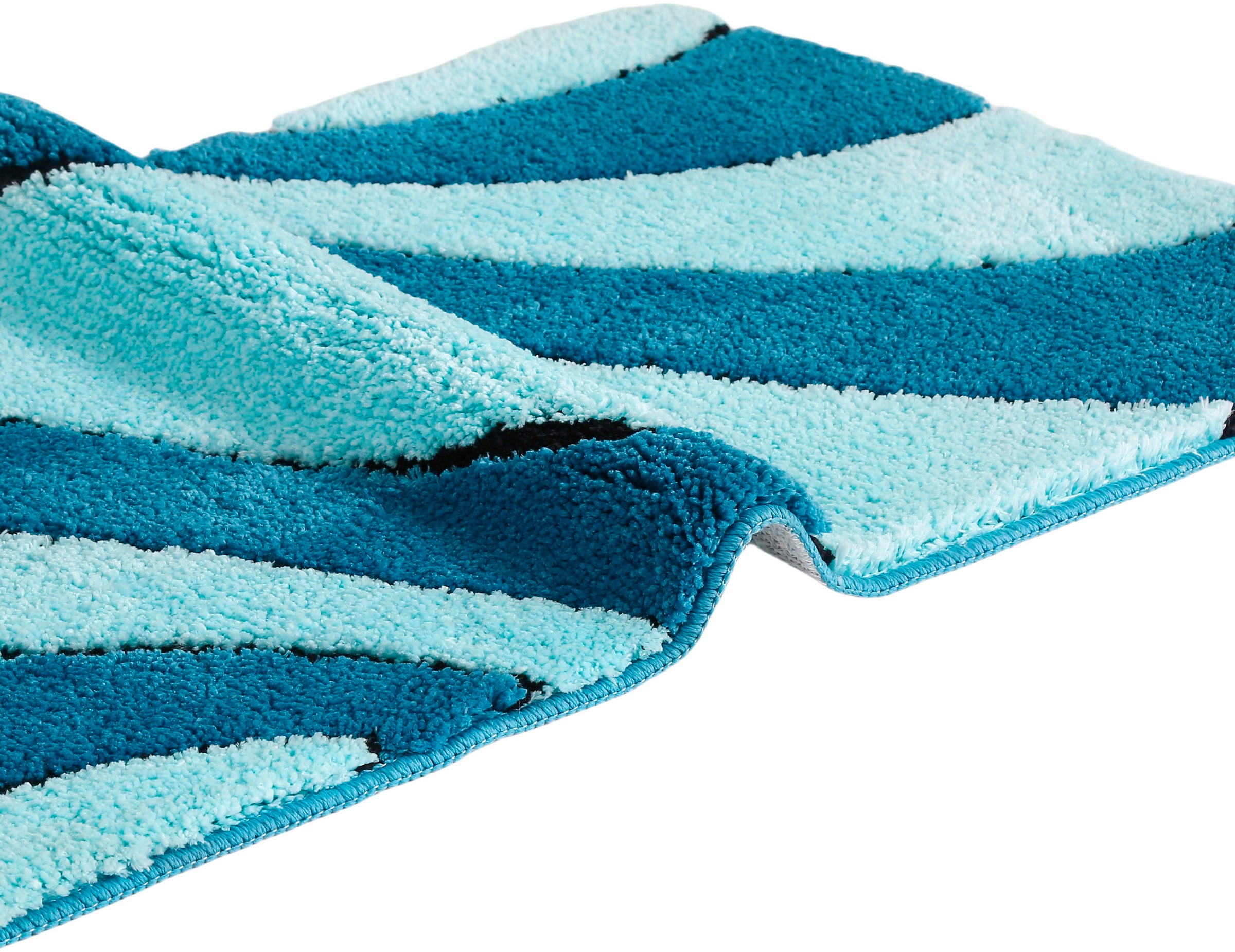 my home Badematte »Anna, Badvorleger, Badezimmer Teppich«, rutschhemmend beschichtet, fußbodenheizungsgeeignet-schnell trocknend, Badteppich, Hoch Tief Effekt, Modern, Weich, Wellen