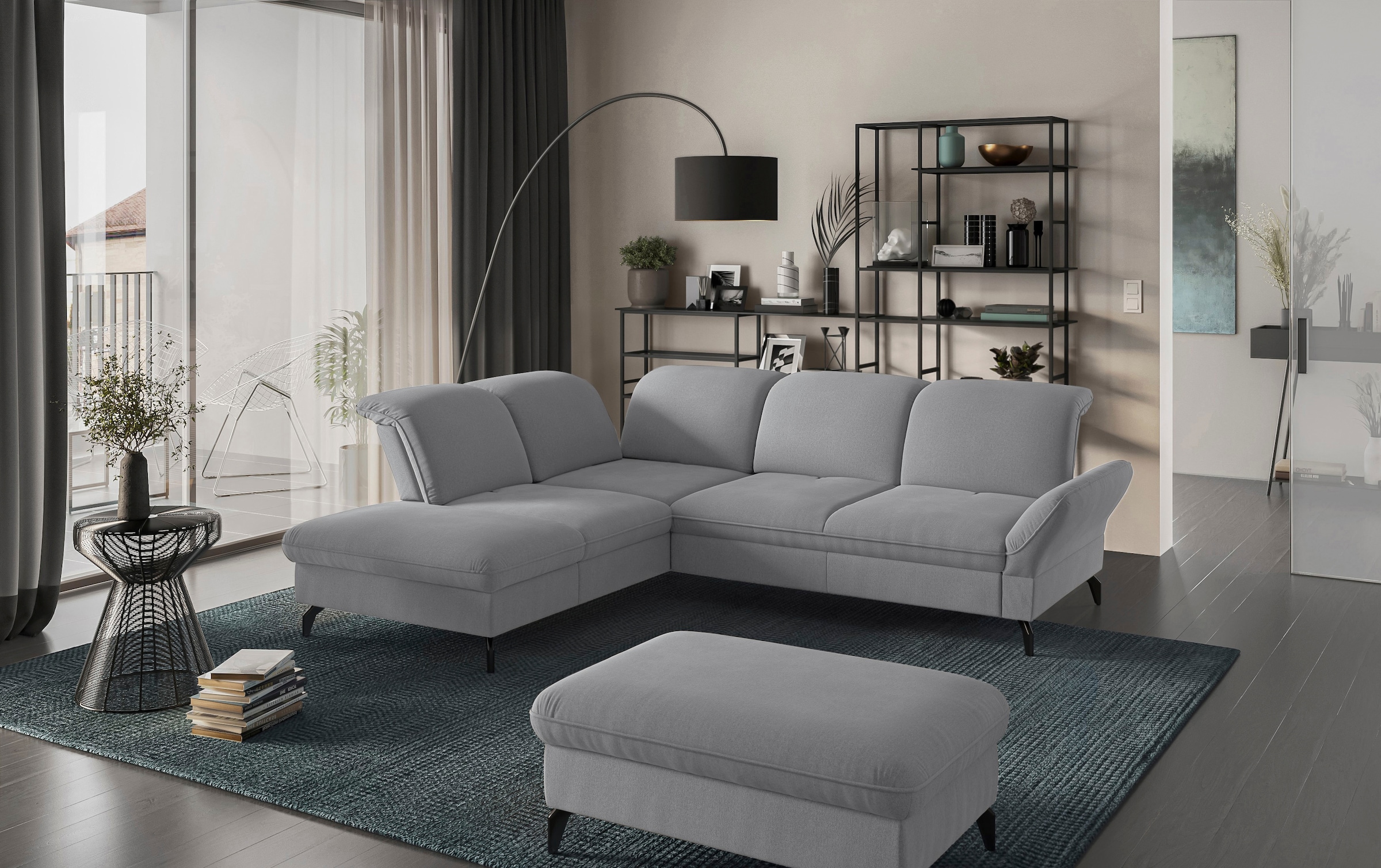 sit&more Ecksofa »Leandro L-Form«, Wahlweise mit Bett-, Kopfteil - und Armlehnfunktion, sowie Stauraum
