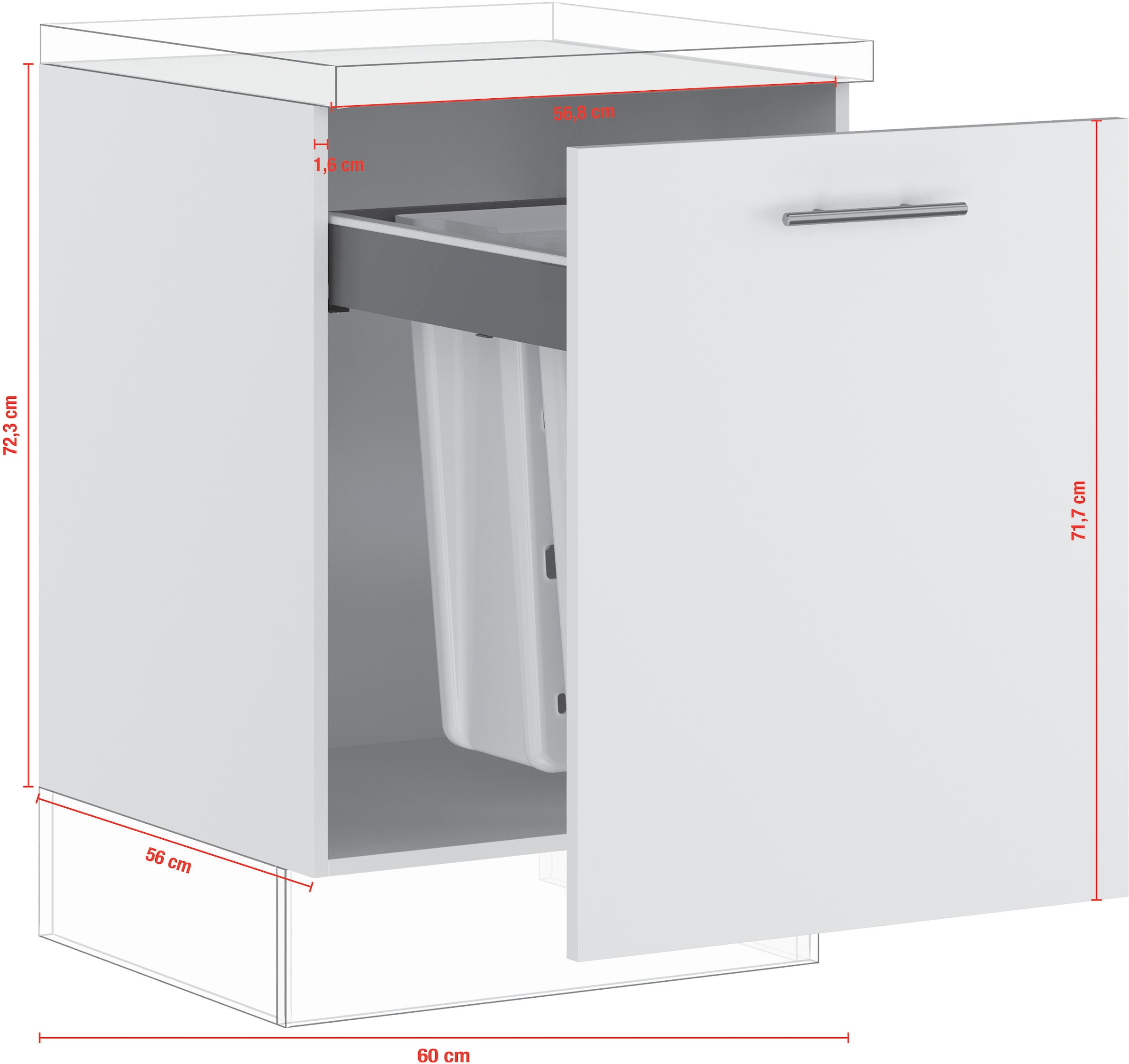 IMPULS KÜCHEN Wäscheschrank »"Prag und Valencia", Breite/Höhe: 60/72,3 cm, mit Soft-Close«, vormontiert, mit Auszug, mit Waschekörben
