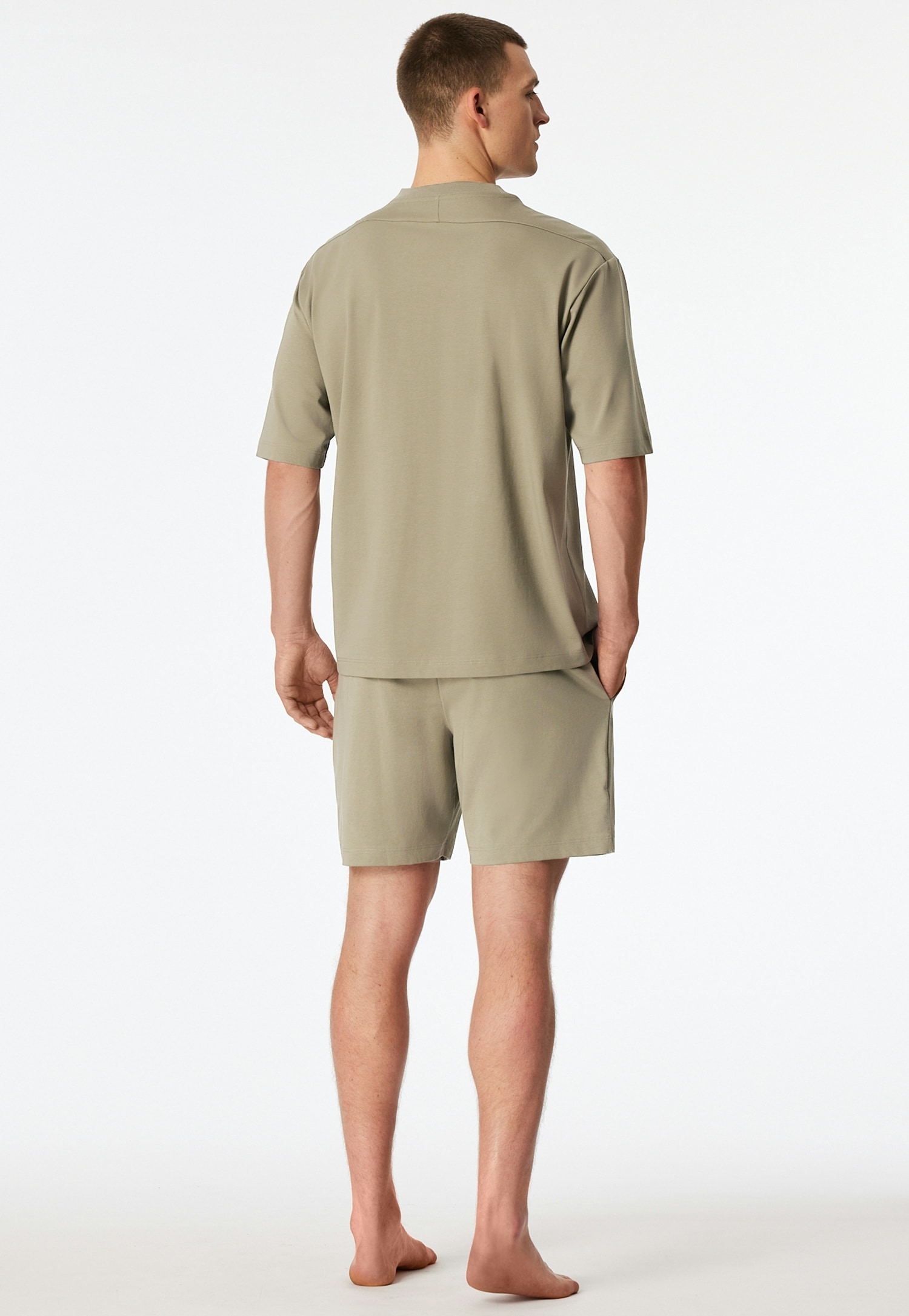 Schiesser Shorty »Modern Nightwear« 2 mit Rundhalsausschnitt und kurzem Arm, leichter Oversize-Fit
