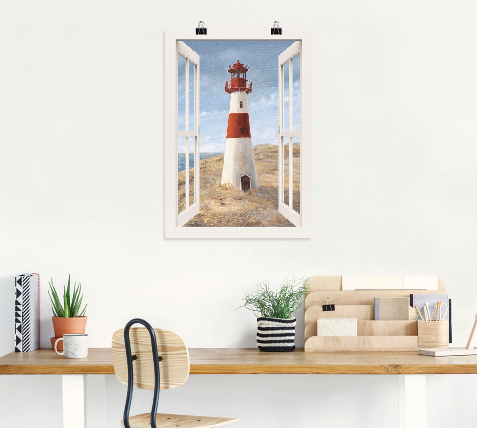 Artland Wandbild »Leuchtturm I Fensterblick« Gebäude 1 Stk. tlg. als Alubild, Leinwandbild, Poster in verschied. Größen