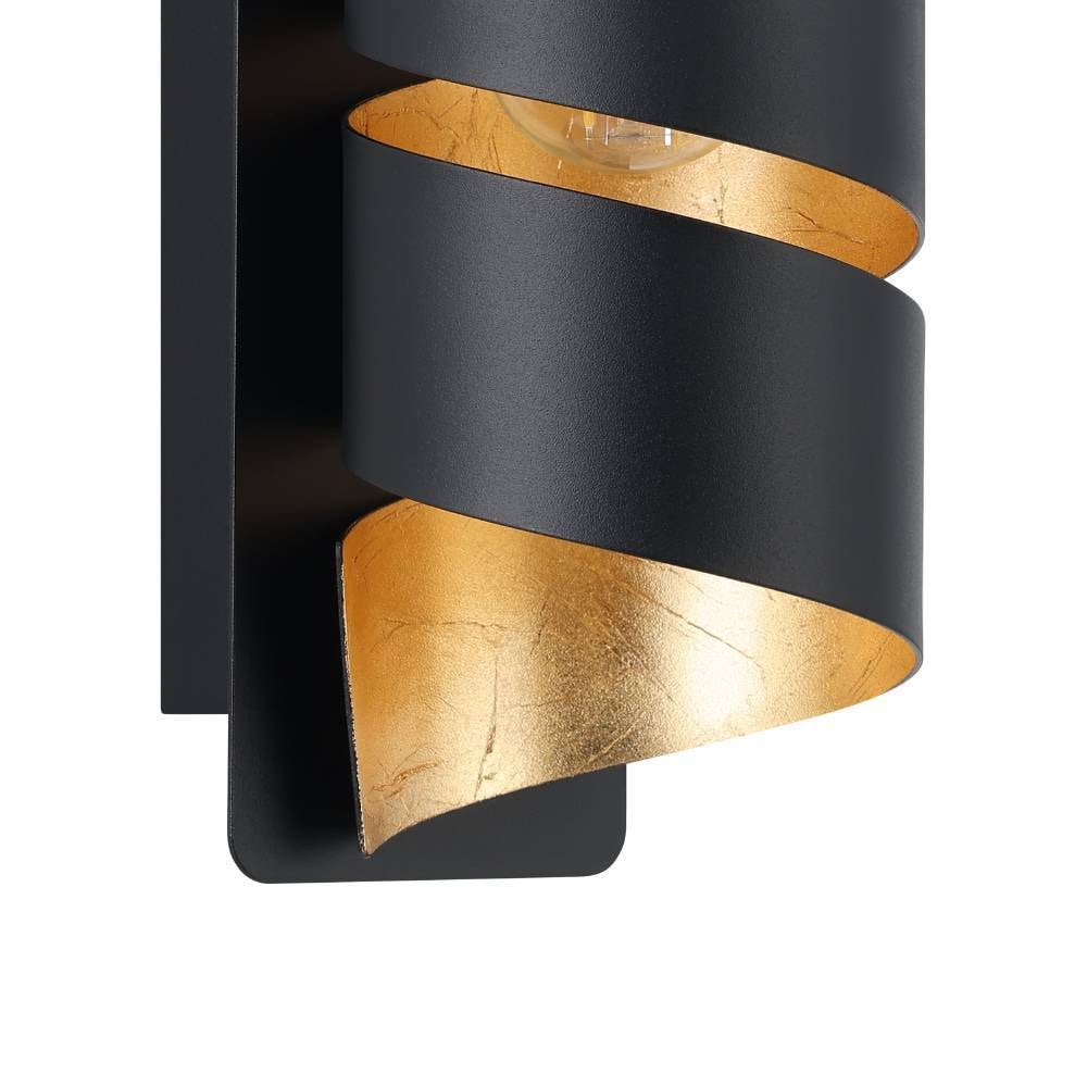 EGLO Wandleuchte »ELIZONDO Wandlampe, schwarz-gold, Metall, exkl. Leuchtmittel E14«, 1 flammig, Leuchtmittel E14 | ohne Leuchtmittel, Flurlampe, Wohnzimmerlampe, Industrial, spiralförmig, 8x27x11,5cm