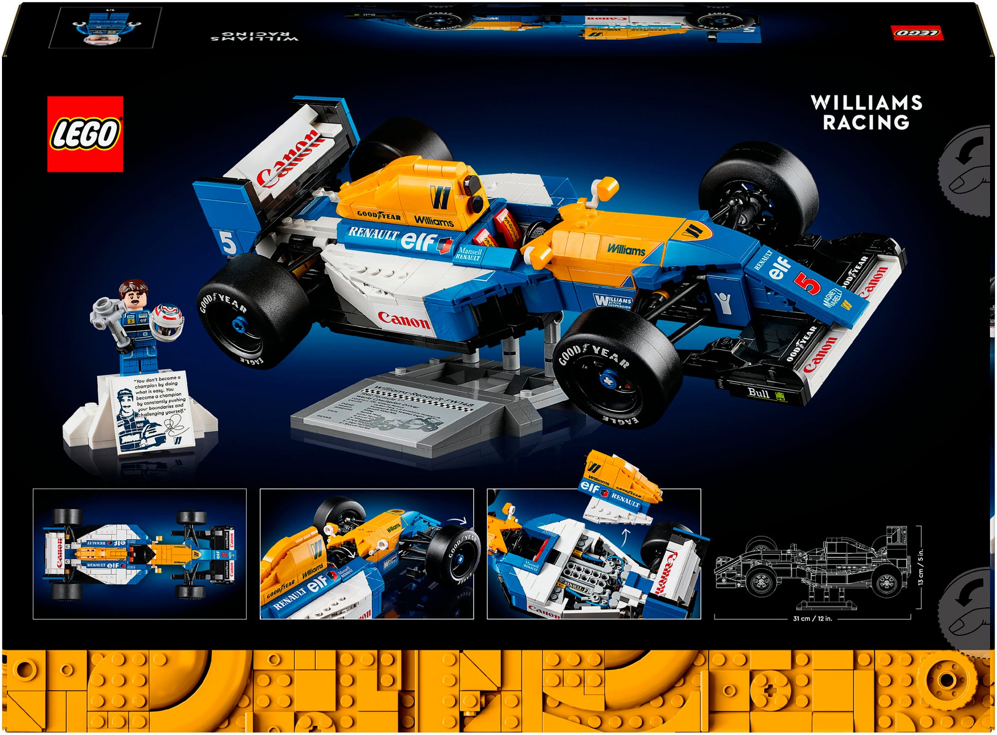 LEGO® Konstruktionsspielsteine »Williams Racing FW14B mit Nigel Mansell (10353), LEGO® Icons«, (799 St.), Made in Europe