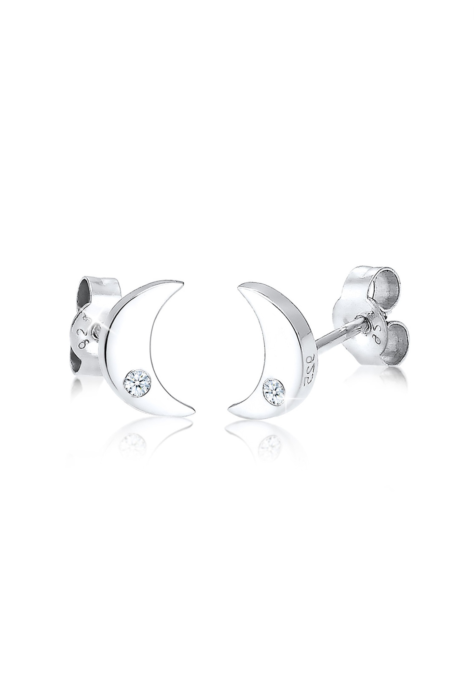 Elli DIAMONDS Paar Ohrstecker »Halbmond Astro Diamant (0.03 ct.) 925 Silber«