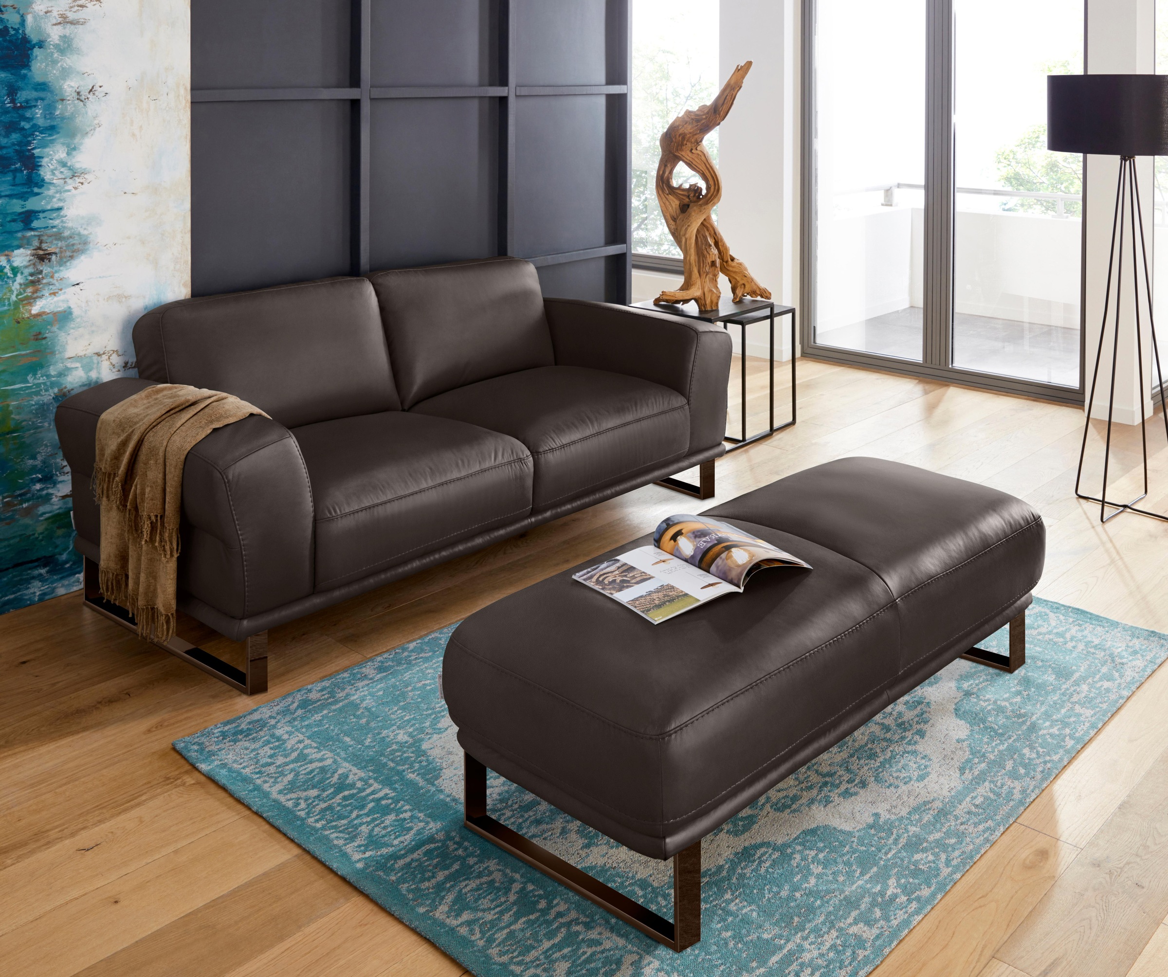 W.SCHILLIG Hocker »montanaa«, mit Metallkufen in Bronze pulverbeschichtet, Breite 141 cm