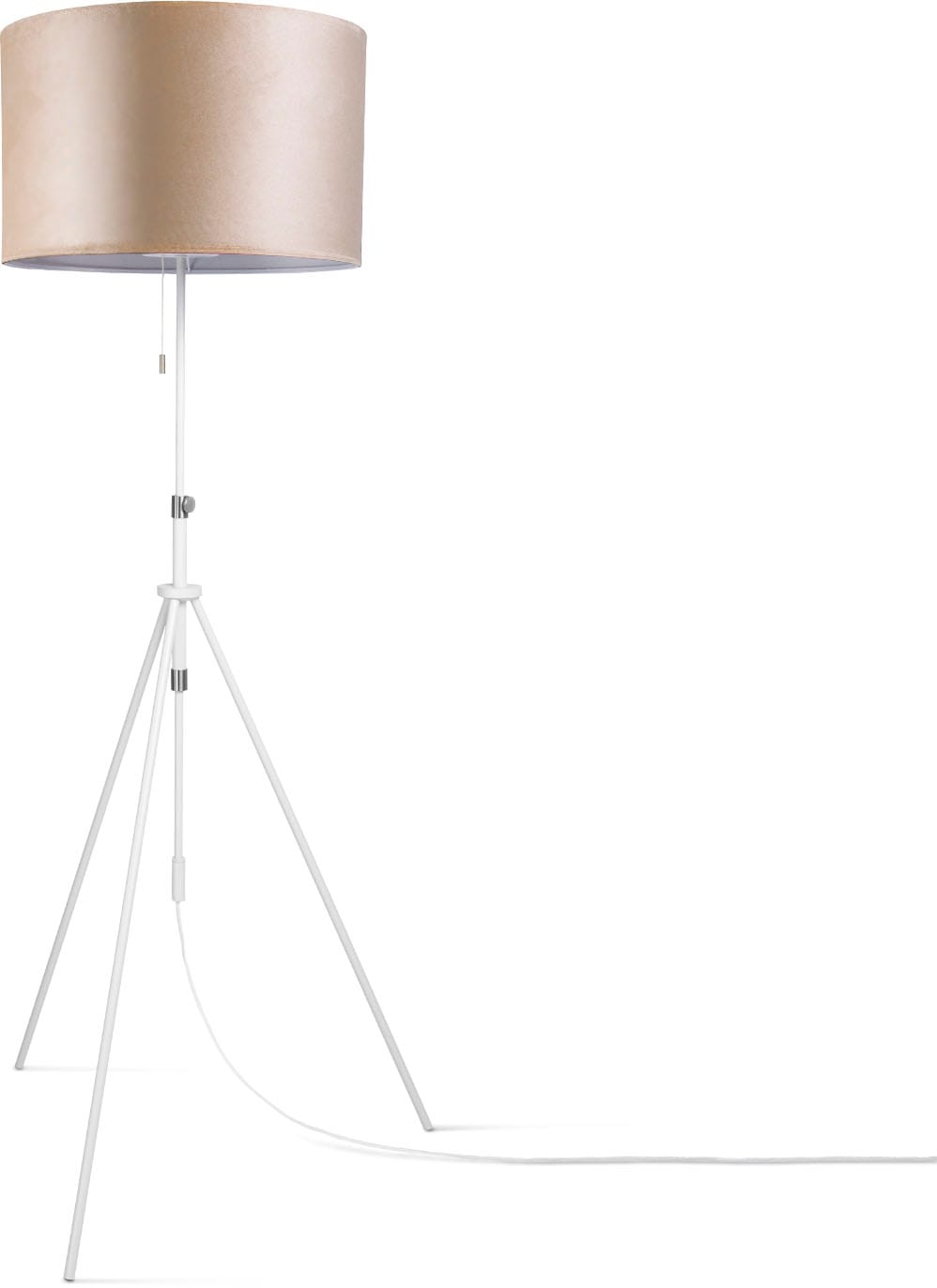 Paco Home Stehlampe »Naomi uni Color«, Leuchtmittel E27 | ohne Leuchtmittel, Wohnzimmer Höhenverstellbar 121,5 bis 176,5 cm Zugschalter Velour