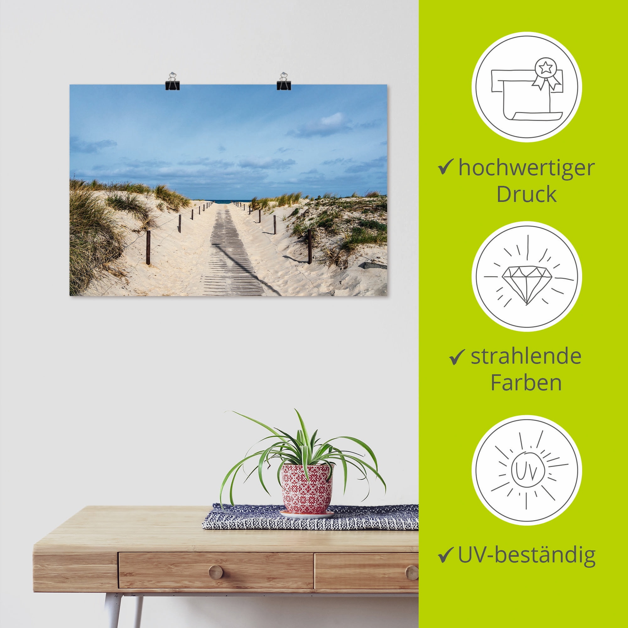 Artland Wandbild »Strandaufgang an Küste der Ostsee« Strandbilder 1 Stk. tlg. als Alubild, Outdoorbild, Leinwandbild, Poster, Wandaufkleber