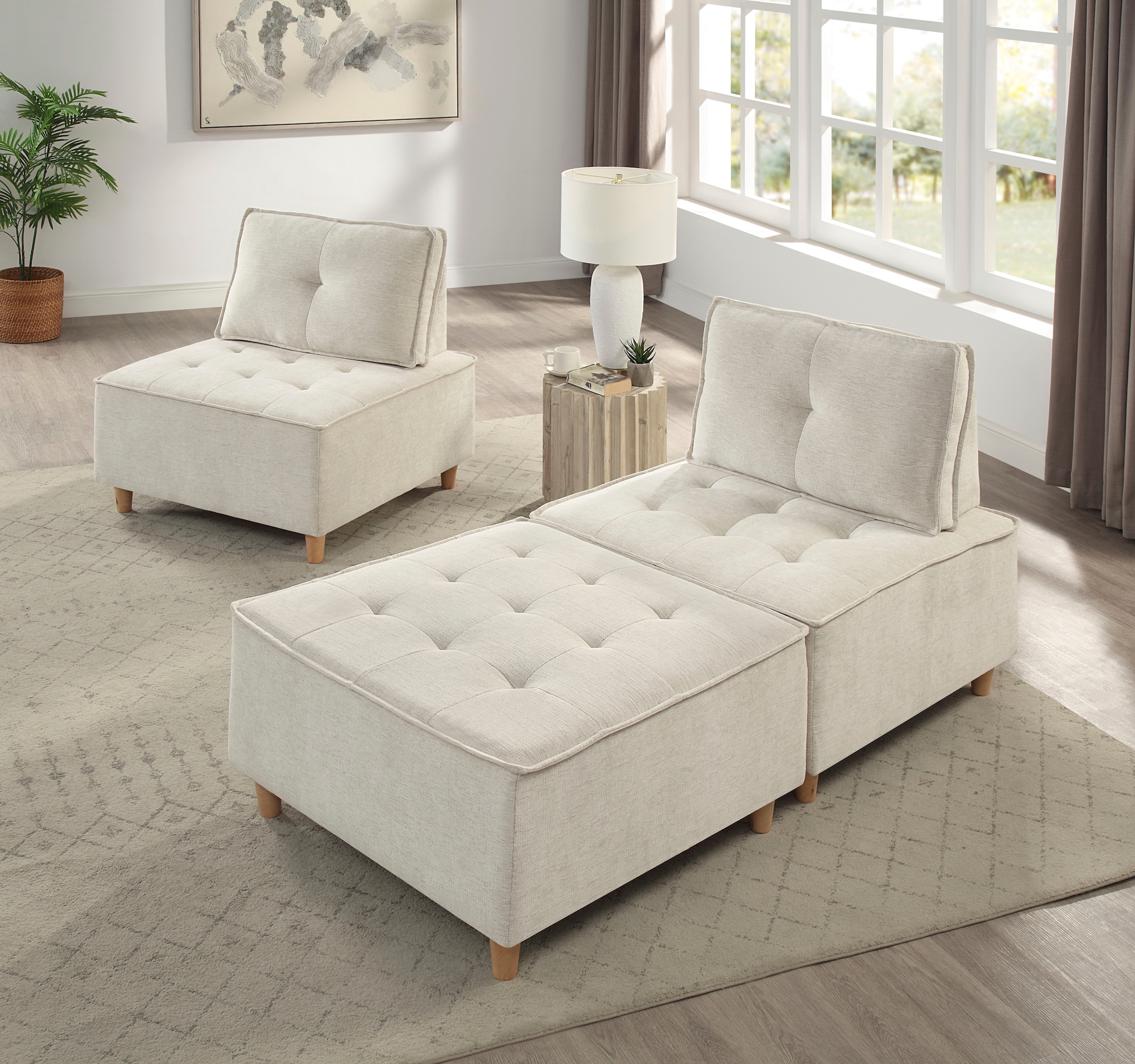 RAUM.ID Hocker »Flexid«, (1 St.), modular erweiterbar zum Sofa, Chenille-Bezug