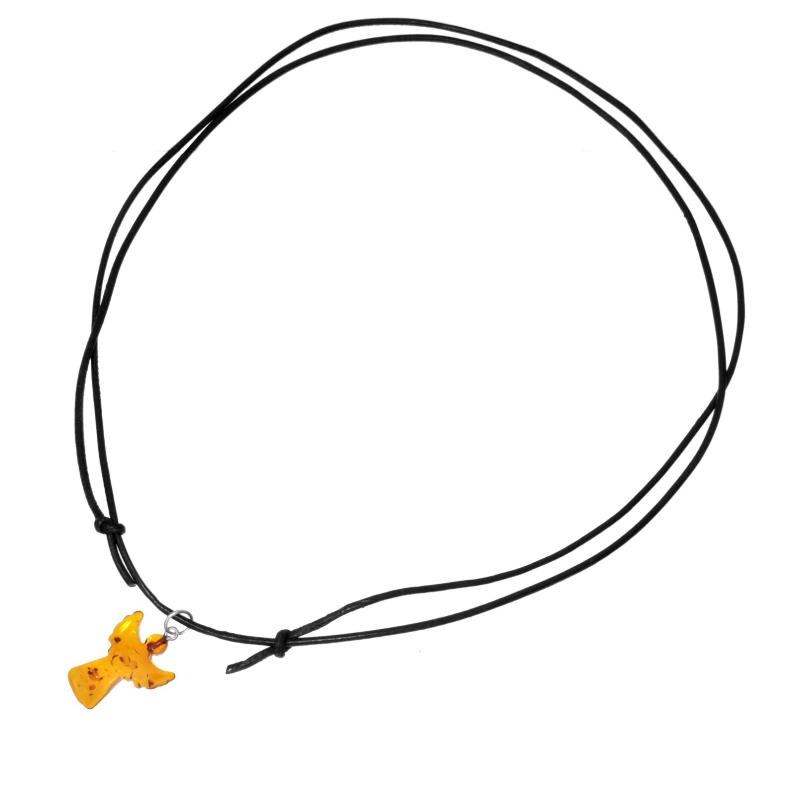 OSTSEE-SCHMUCK Kette mit Anhänger »- Engel - Lederband - Bernstein -,«