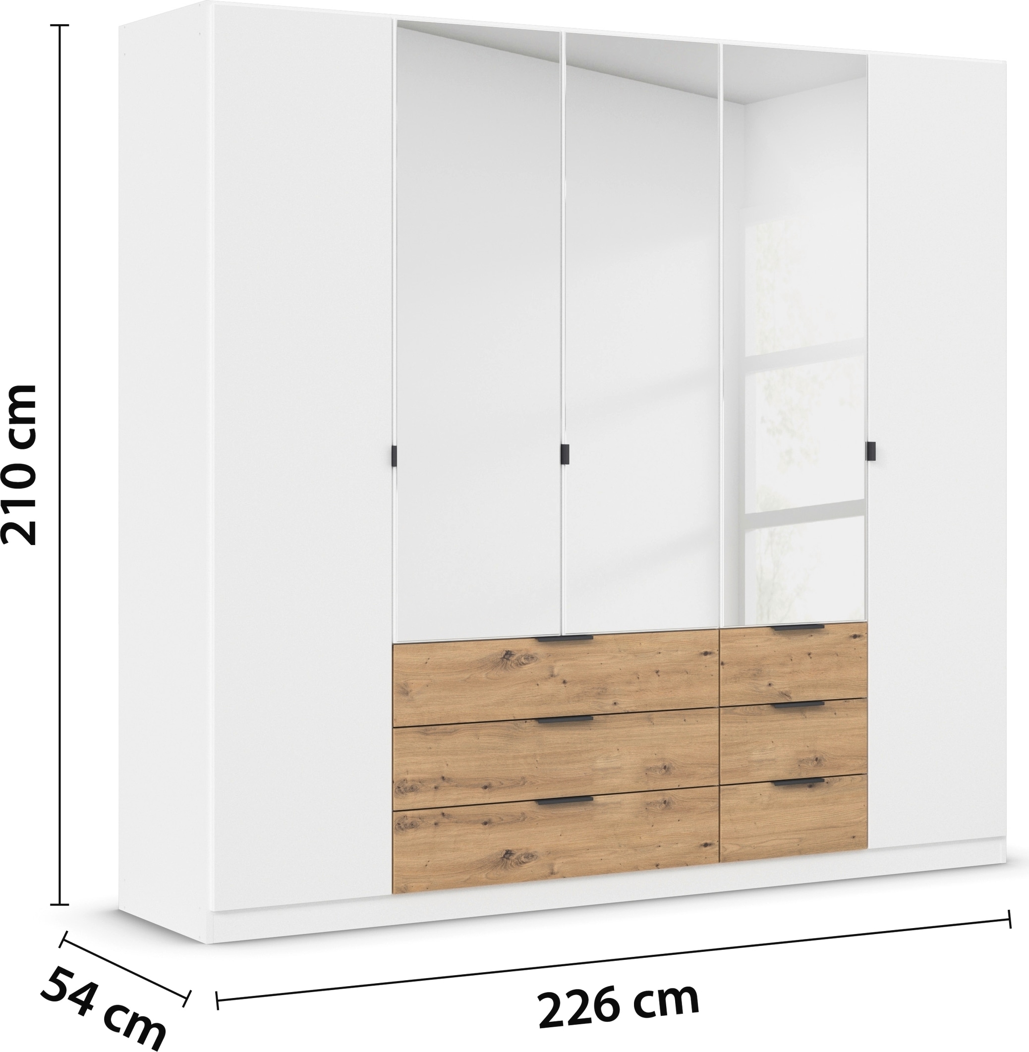 rauch Drehtürenschrank »Kleiderschrank Schrank Garderobe Schlafzimmerschrank DAVOA«, mit farblich abgesetzten Schubkästen in Eiche Artisan MADE IN GERMANY