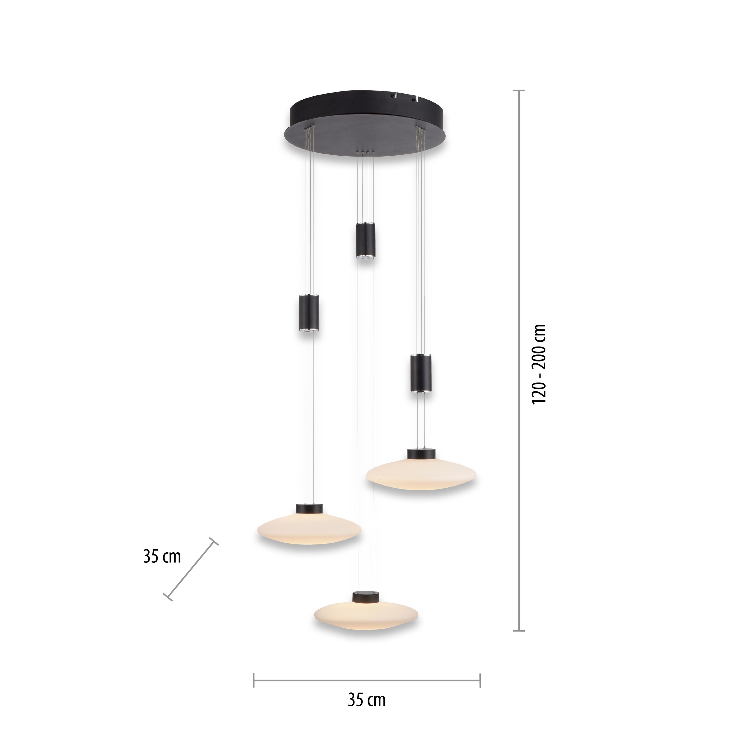 Paul Neuhaus Pendelleuchte »LAUTADA«, 3 flammig, Leuchtmittel LED-Board | LED fest integriert, LED, dimmbar, Simply Dim, Memory, nach Trennung vom Netz