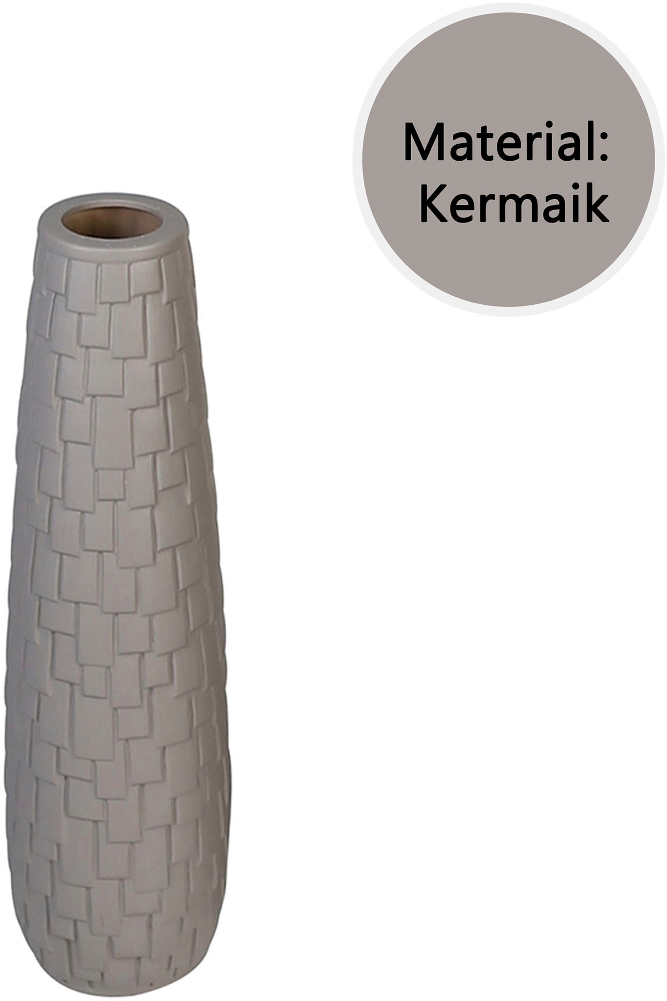 GILDE Bodenvase »Brick«, (1 St.), Keramik, matt, dekorative Riemchen-Struktur, 57 cm hoch