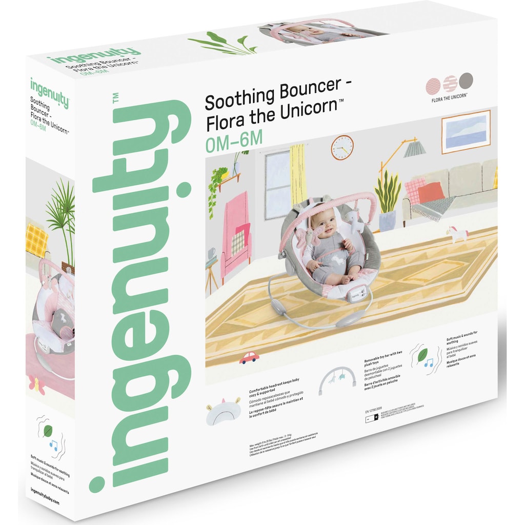 ingenuity Babywippe »Soothing Bouncer, Flora the Unicorn«, bis 9 kg