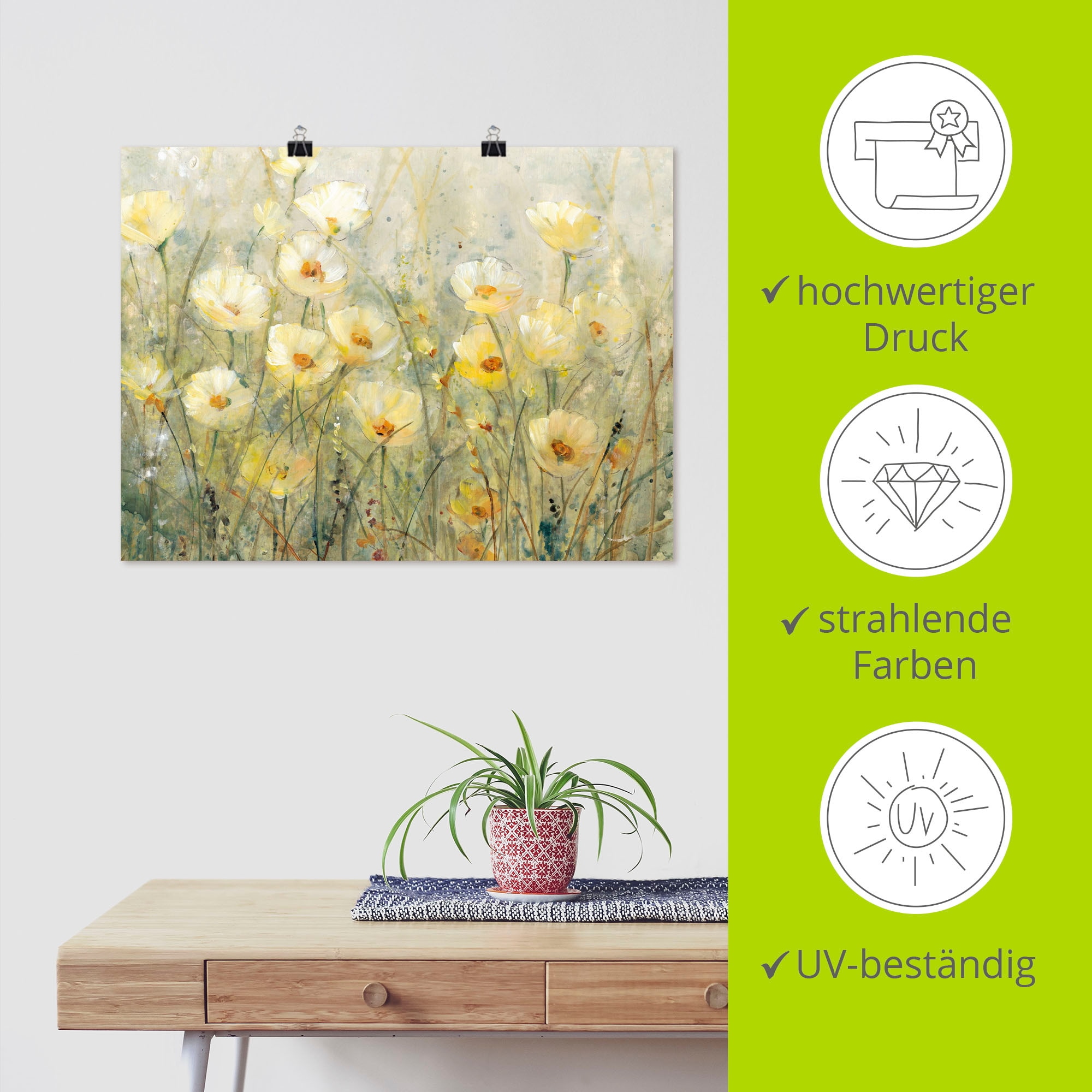 Artland Wandbild »Sommer in voller Blüte I« Blumenwiese 1 Stk. tlg. als Alubild, Leinwandbild, Poster in verschied. Größen