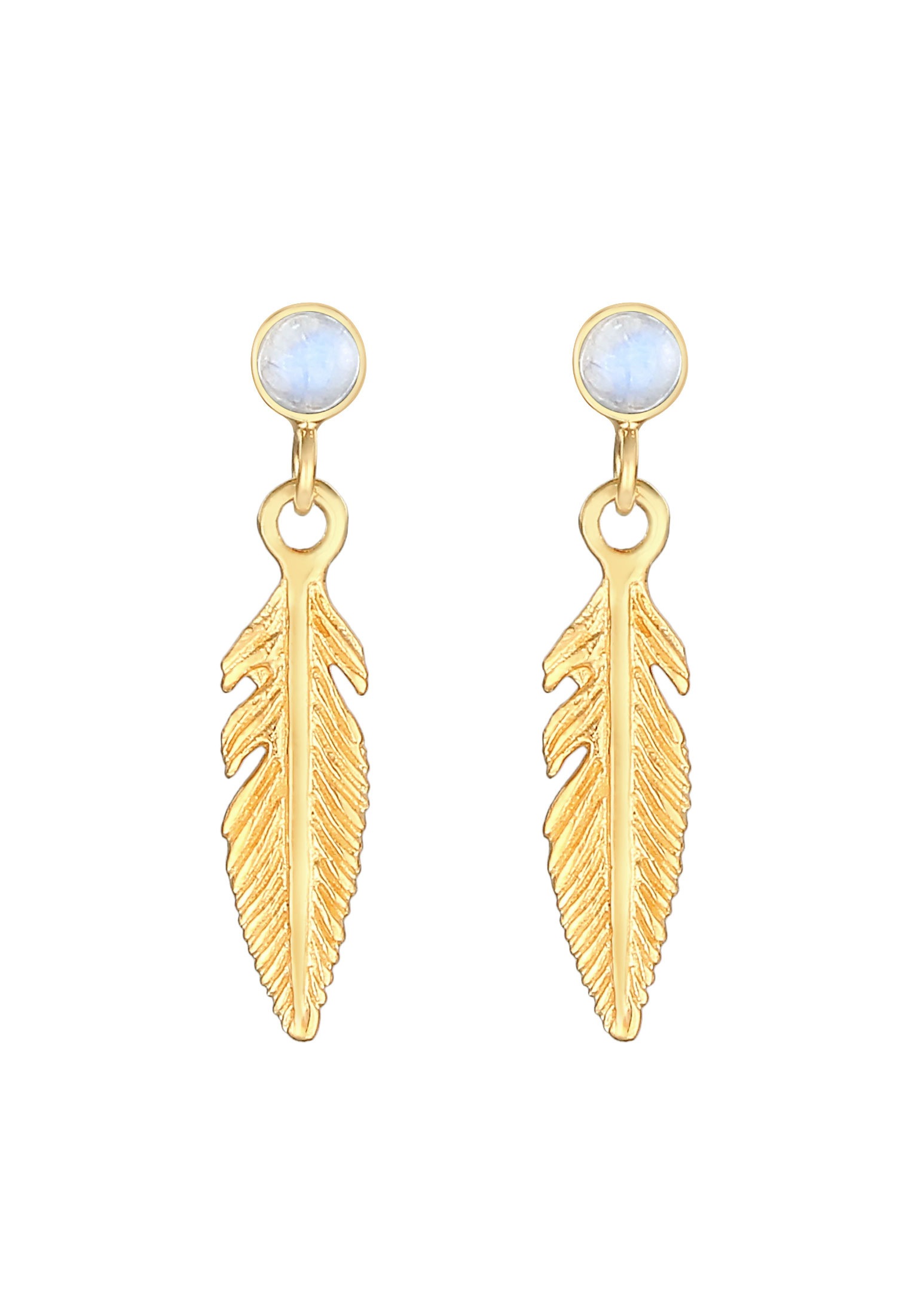 Elli Paar Ohrstecker »Ohrringe Feder Boho Hippie Mondstein 925 Silber«