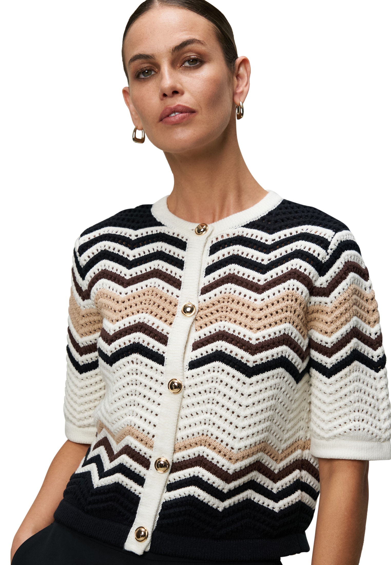 Zero Strickjacke »Strickjacke mit Zickzackmuster«