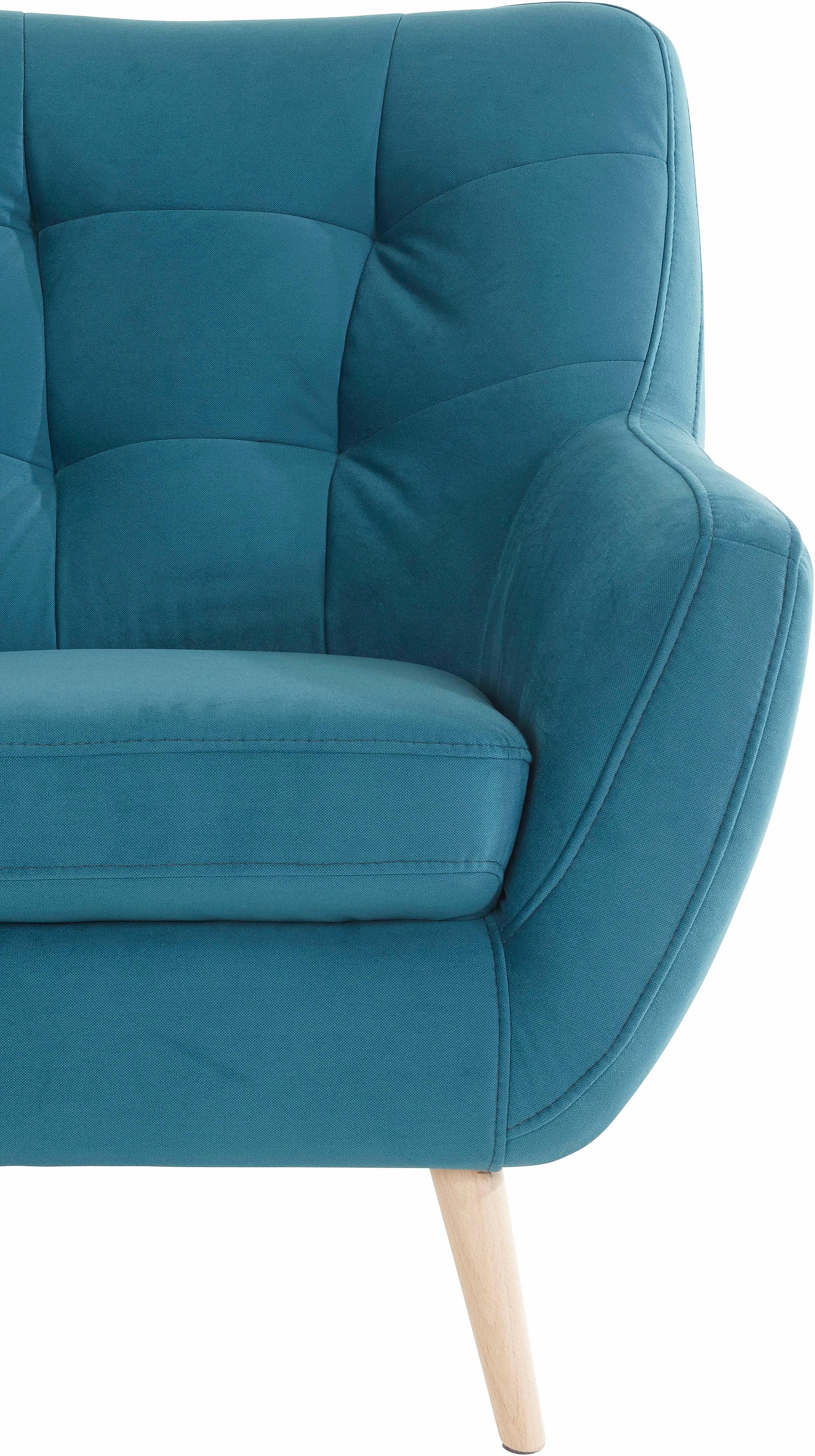 exxpo - sofa fashion 2-Sitzer »Scandi, bequem, aufwendige Rückenpolsterung für mehr Sitzkomfort« akuelle Farben in hochwertige Bezugsqualitäten, Holzfuß