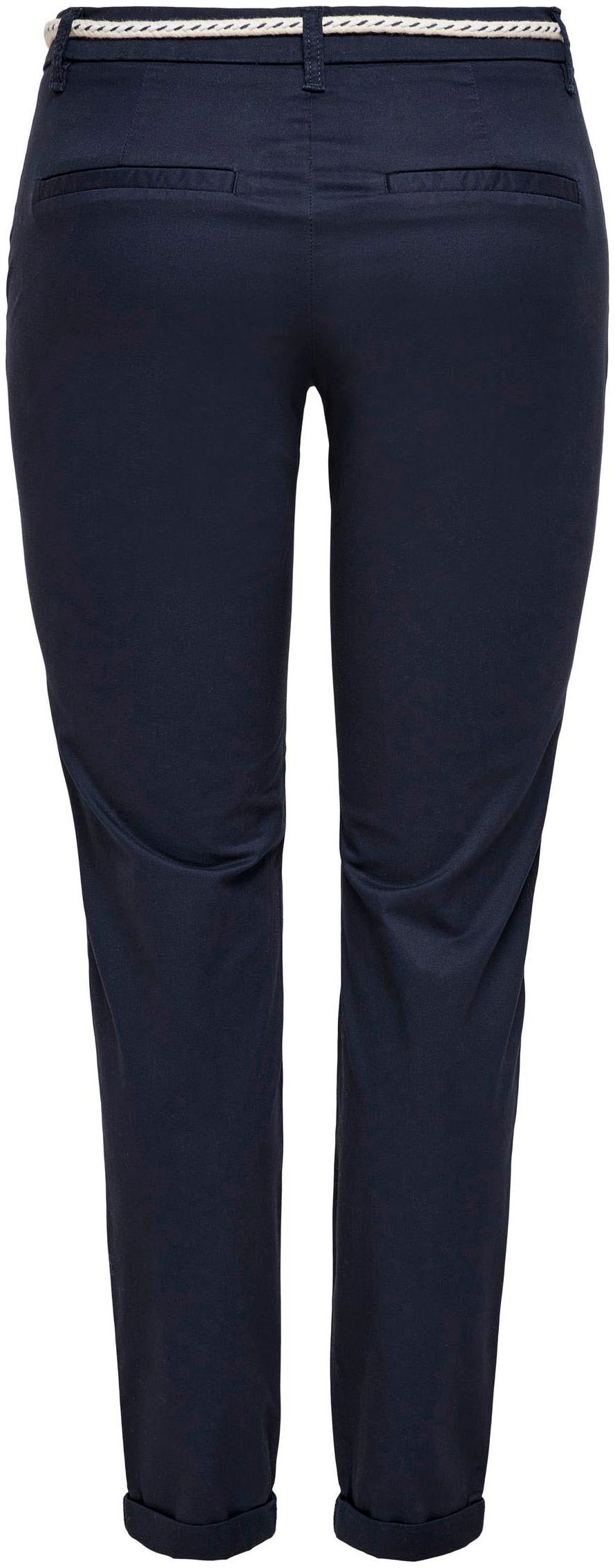 ONLY Chinohose »ONLBIANA – Chinohose mit Gürtel und Umschlagsaum«  slim fit, modisch, Web, Baumwollmischung