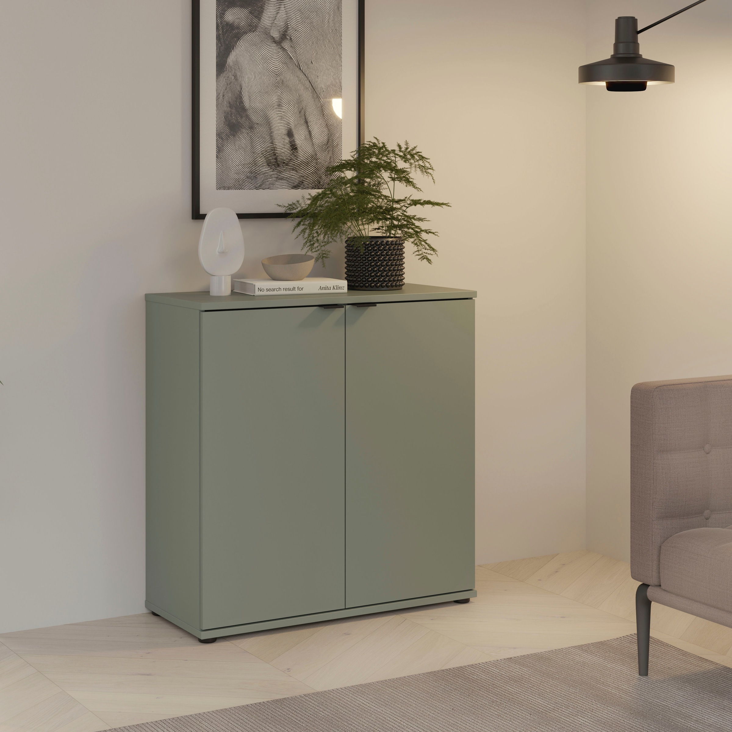 FORTE Kommode »Ganymede«, Kommode, Stauraum, Metallgriffe, 4 Dekore, Breite 80,1cm