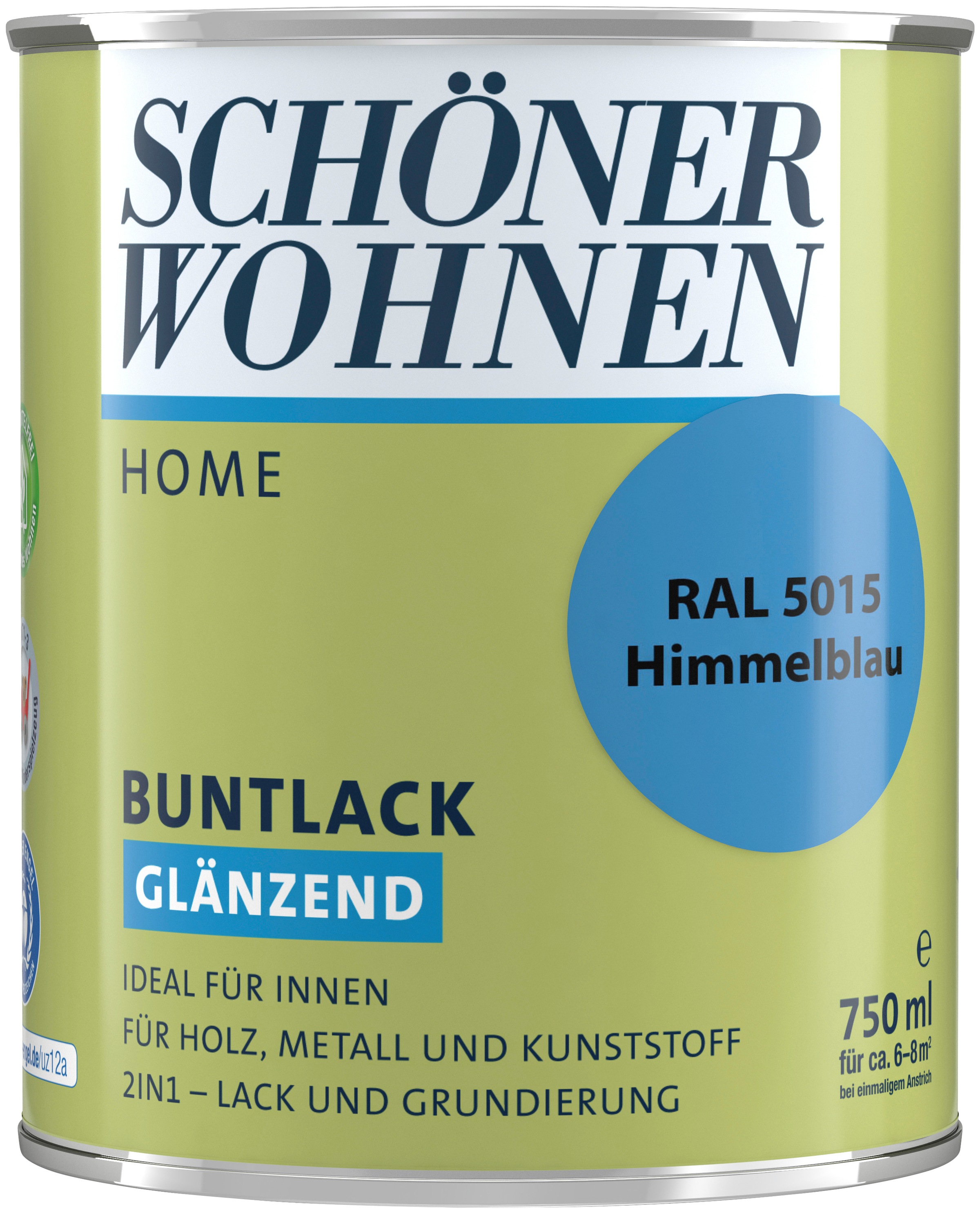 SCHÖNER WOHNEN-Kollektion Lack »Home Buntlack«, (1), glänzend, 750 ml, himmelblau RAL 5015