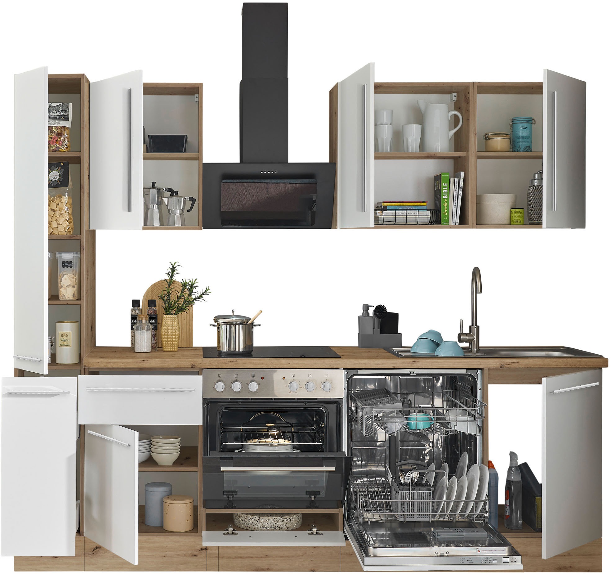 KOCHSTATION Küchenzeile »Florida« Breite 250 cm, wahlweise mit E-Geräten,Softclose für Türen/Schubkästen