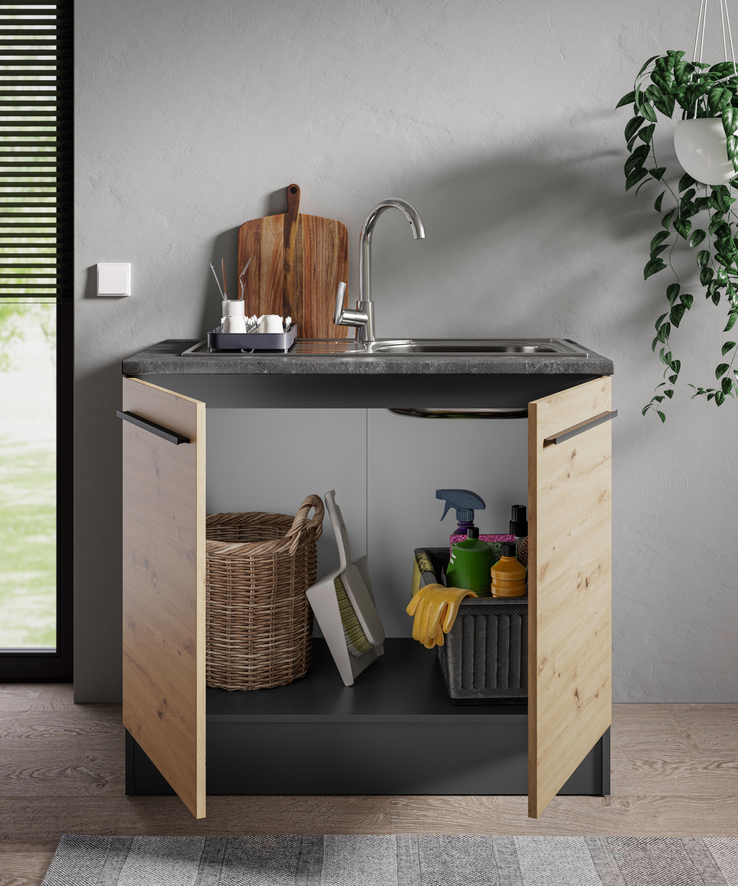 BASIC by Balculina Spülenschrank »Jazz B/T/H 100x60x90 cm« 1 Stk. tlg. Breite 100cm, Melaminbeschichtung