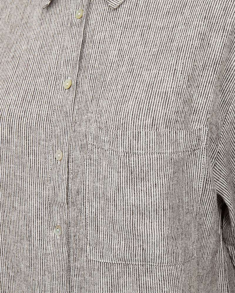 FREEQUENT Hemdbluse »FQLAVA-SHIRT« Gestreifte Sommerbluse mit Leinen