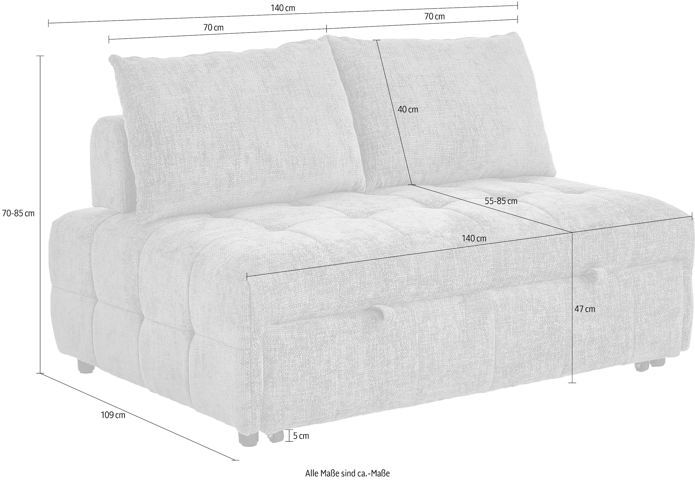 ATLANTIC home collection Schlafsofa 2-Sitzer Schlafsofa mit Sitztiefenverstellung (2x)