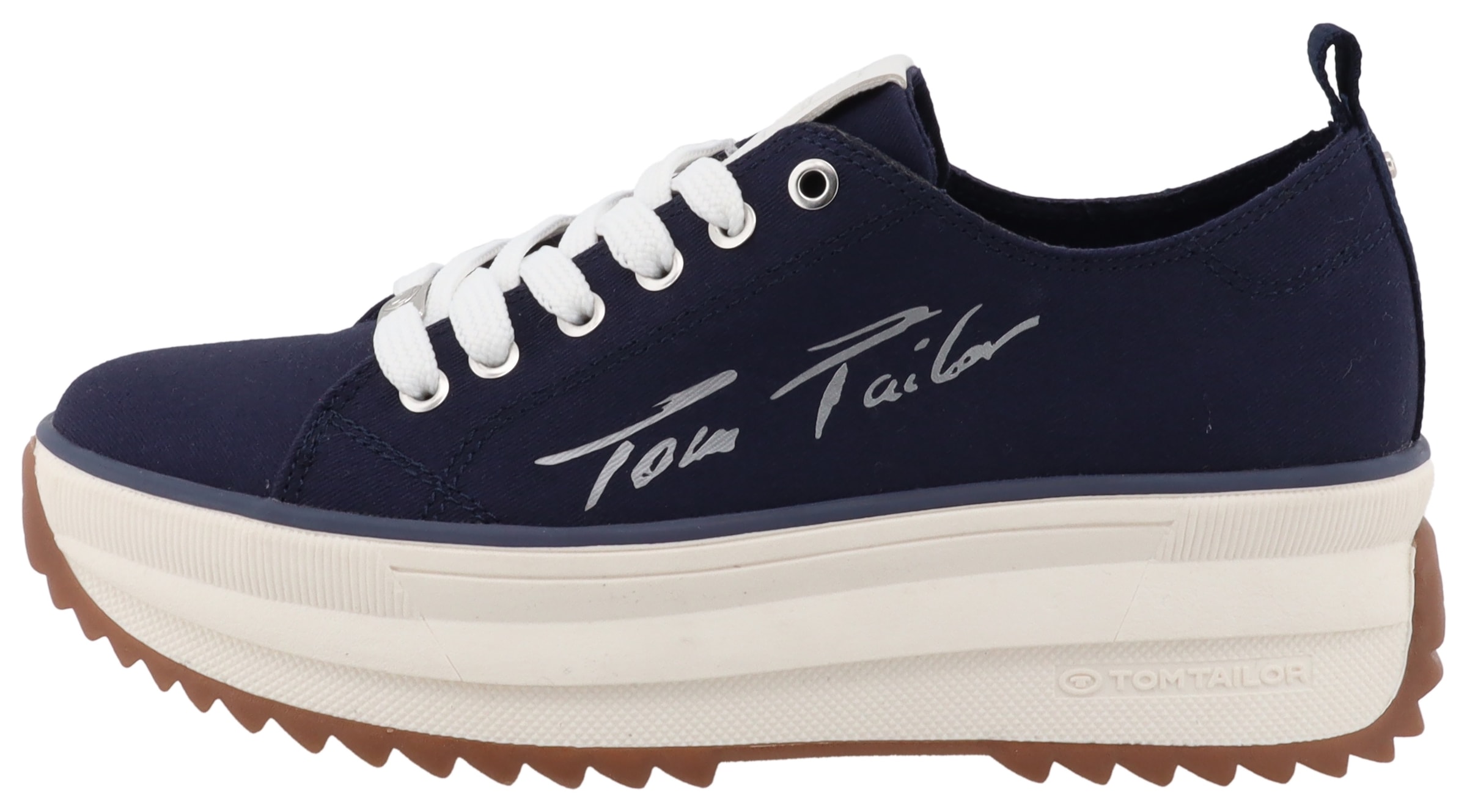 TOM TAILOR Plateausneaker, Freizeitschuh, Halbschuh, Schnürschuh mit seitlicher Logo-Signatur