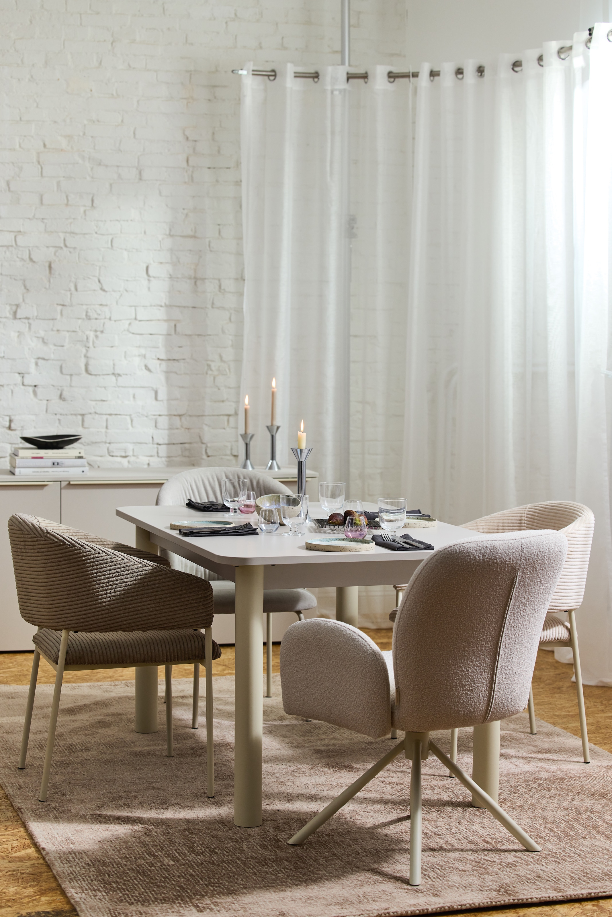 TOM TAILOR HOME Armlehnstuhl »PEBBLE ARMCHAIR«, (Set), 2 St., Webstoff Bouclé, Esszimmerstuhl, mit Armlehnen, 4-Fußgestell, 140 kg belastbar, drehbar