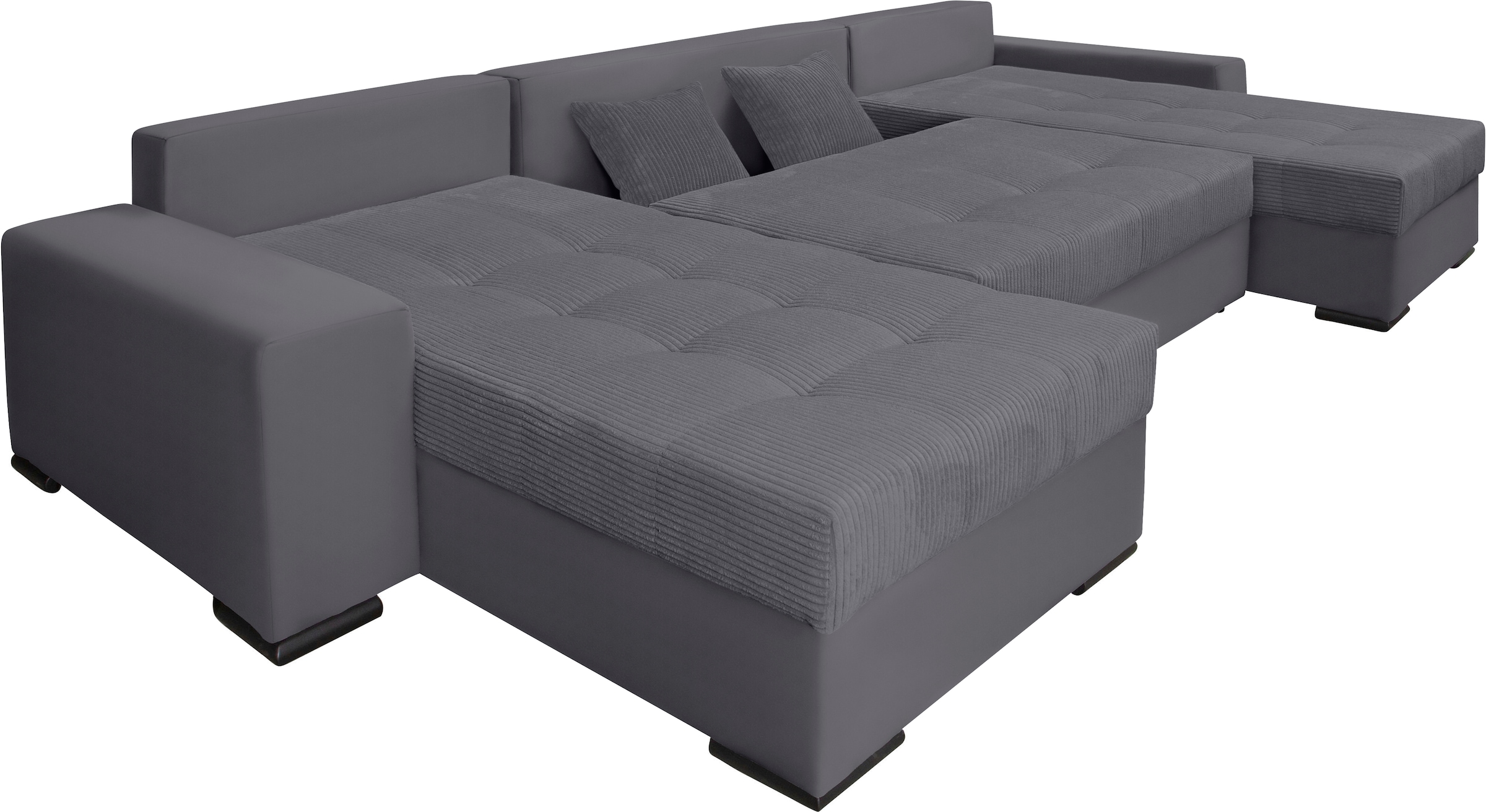 COLLECTION AB Wohnlandschaft »XL-Josy U-Form, Breite 313 cm, Cord-/Mix«, inkl. Bettfunktion, Bettkasten, mit 4 gleich großen Rückenkissen