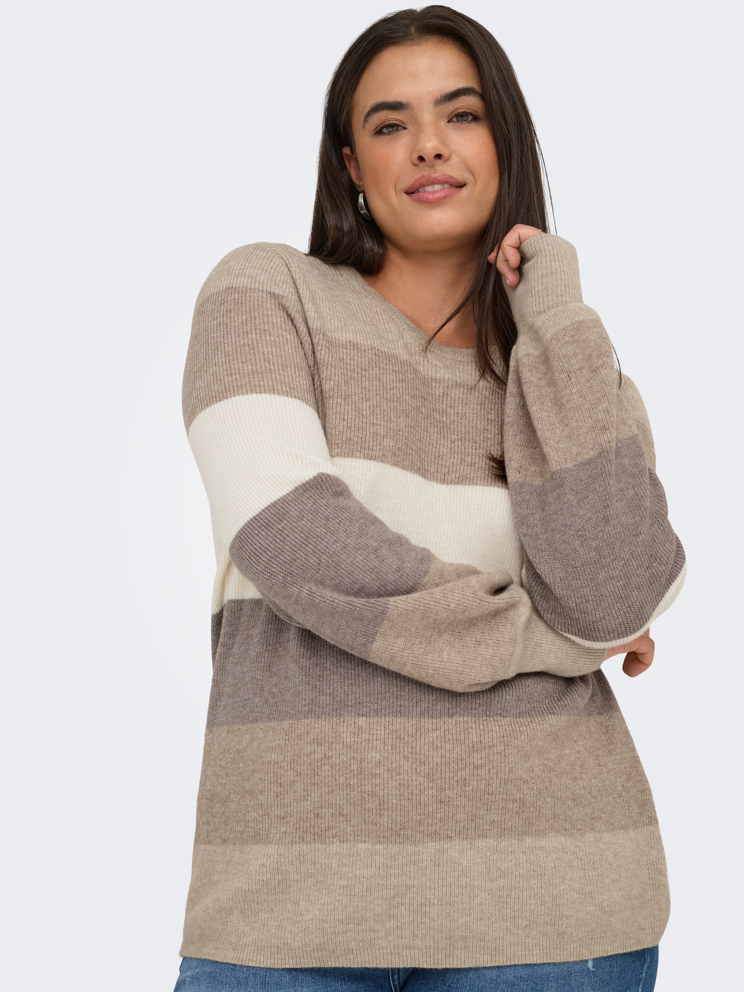 ONLY CARMAKOMA Strickpullover »CARNEW DARIA L/S STRIPE PULLOVER KNT«