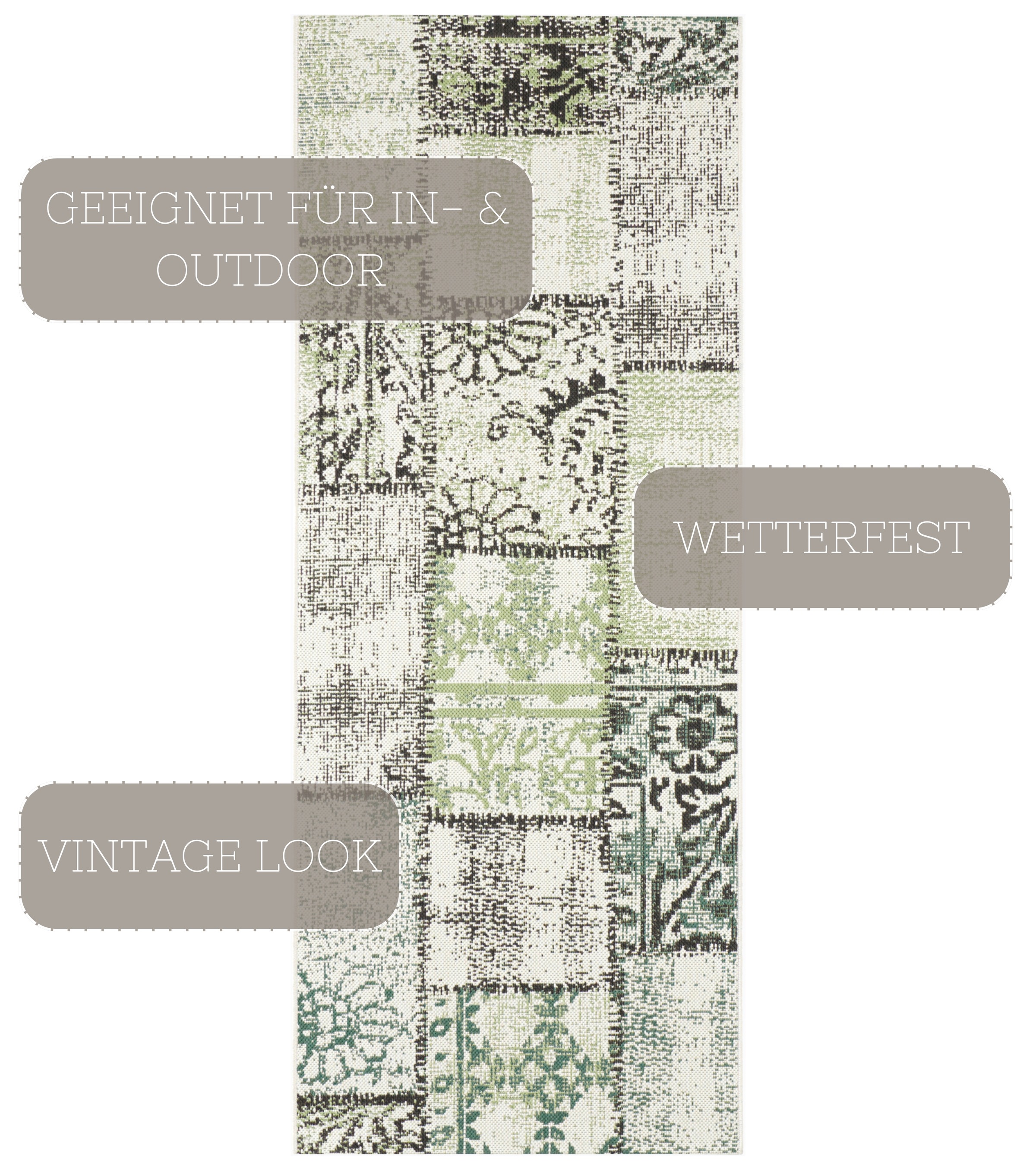 NORTHRUGS Teppich »Symi«, rechteckig, 8 mm Höhe, In- & Outdoor, Kurzflor, Läufer, Vintage, Wohnzimmer, Außenbereich