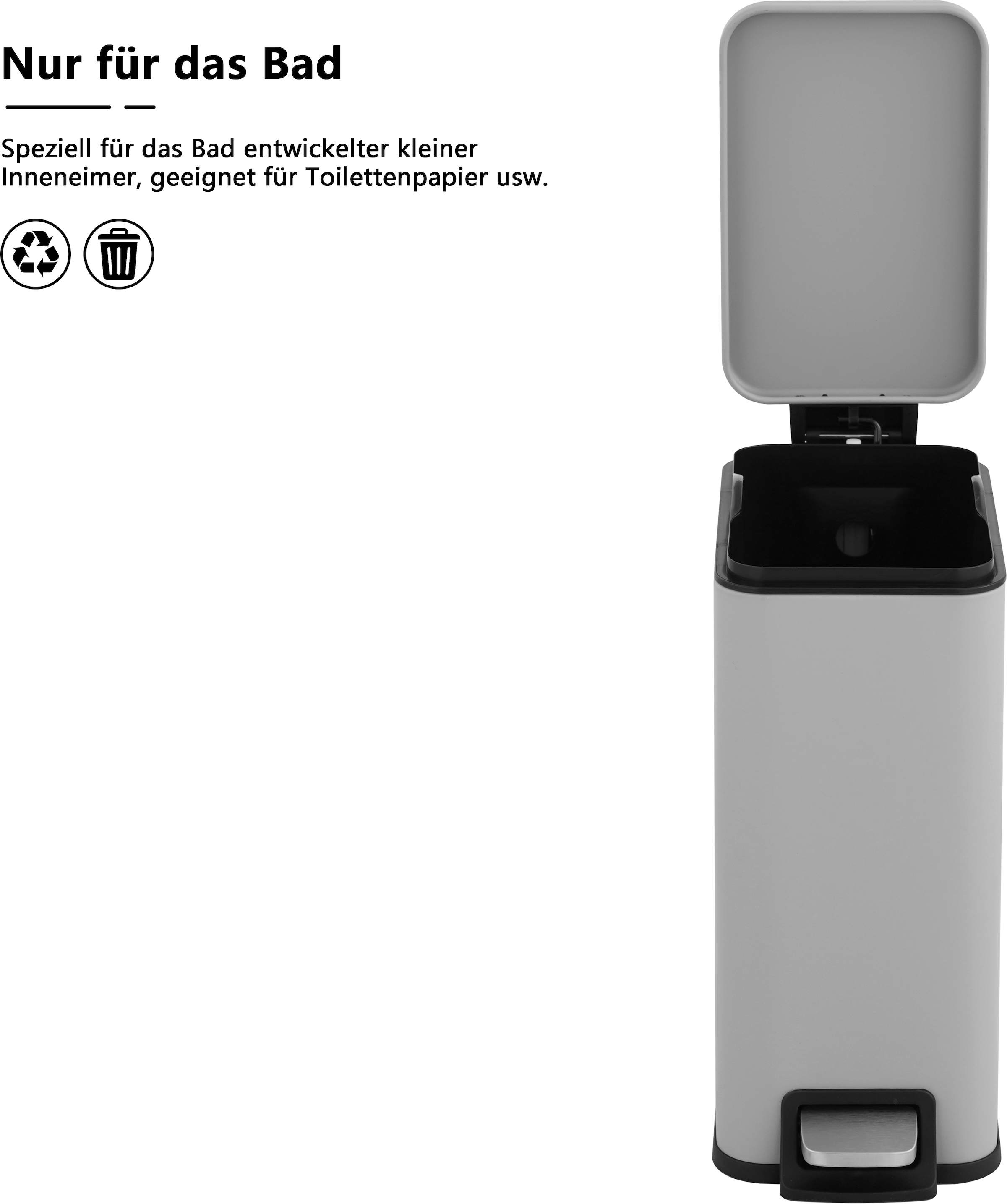 OTTO home Mülleimer »Joonah, Soft Close, schmal und kompakt« 1 Behälter Nischen-Mülleimer, Treteimer, Kosmetikeimer mit Deckel