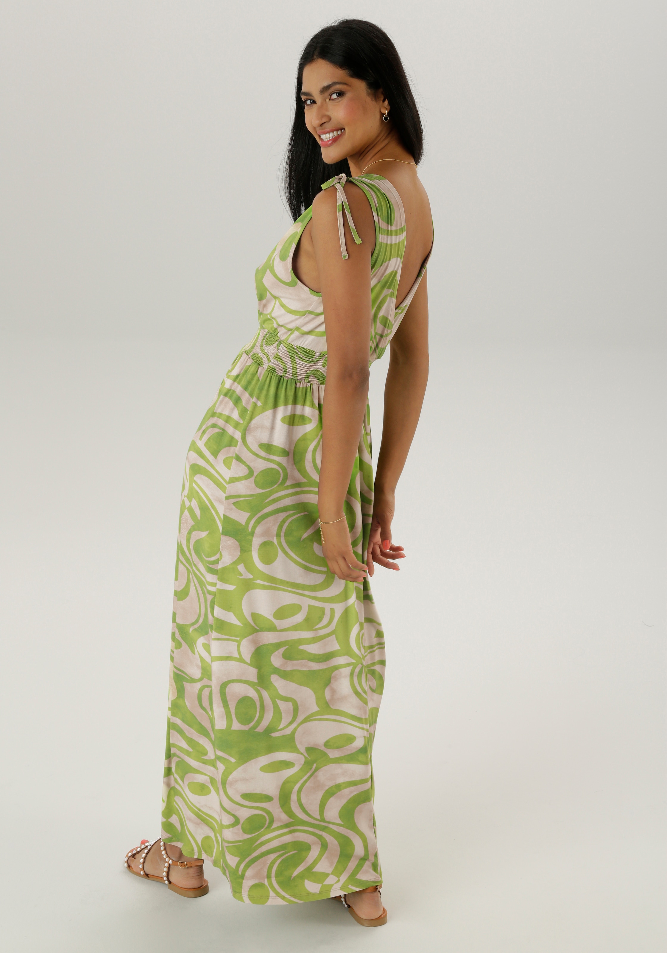 Aniston SELECTED Sommerkleid, mit breiten Trägern zum Raffen -NEUE KOLLEKTION