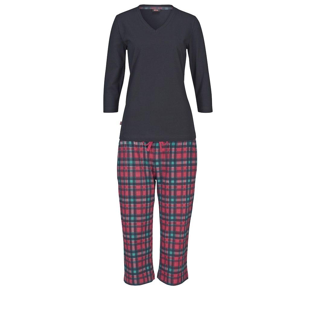 H.I.S Capri-Pyjama, mit karierter Hose und passendem Basic-Shirt