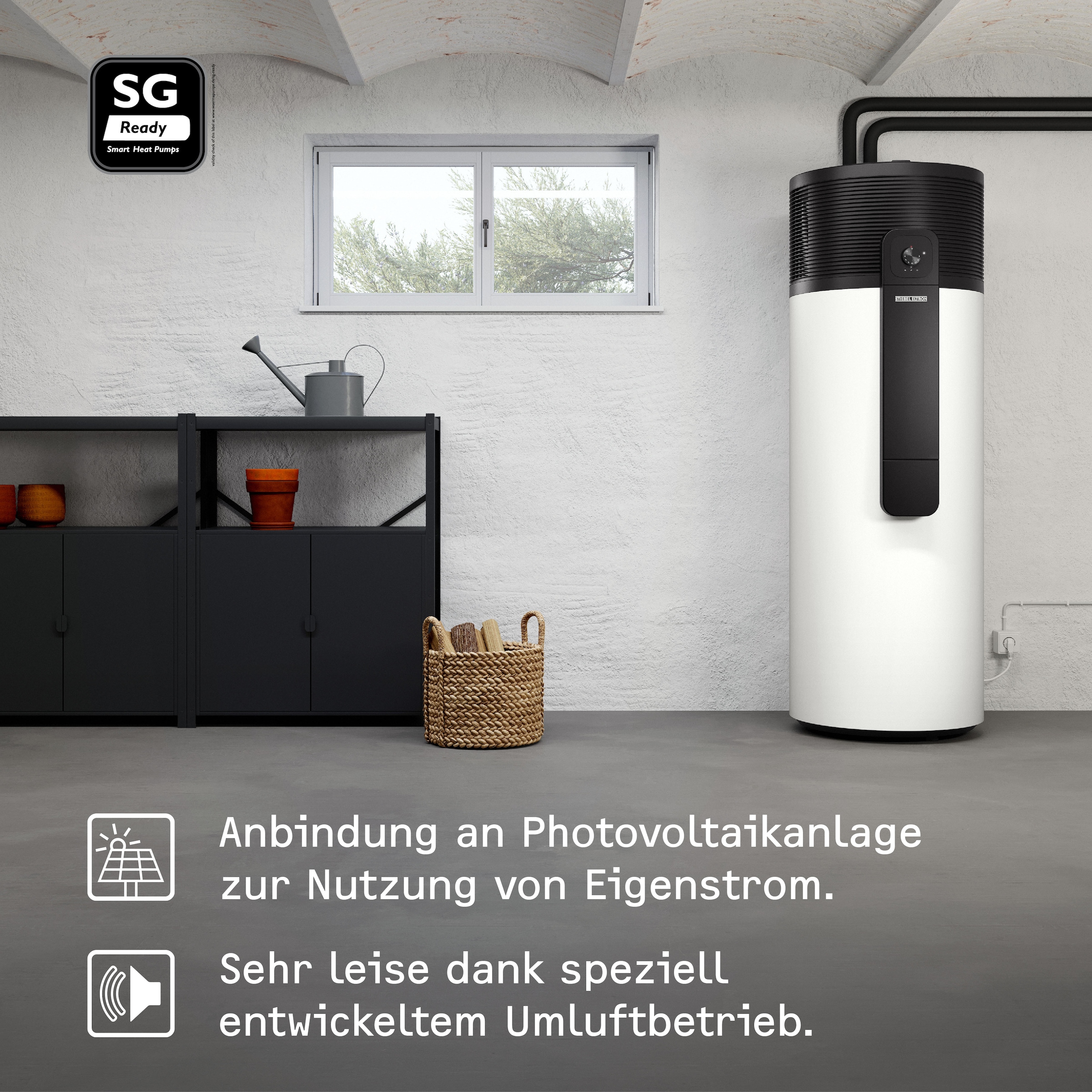 STIEBEL ELTRON Warmwasser-Wärmepumpe »WWK-I 300 W Plus«, App-Bedienung, 300 l, Anschluss externer Wärmerzeuger