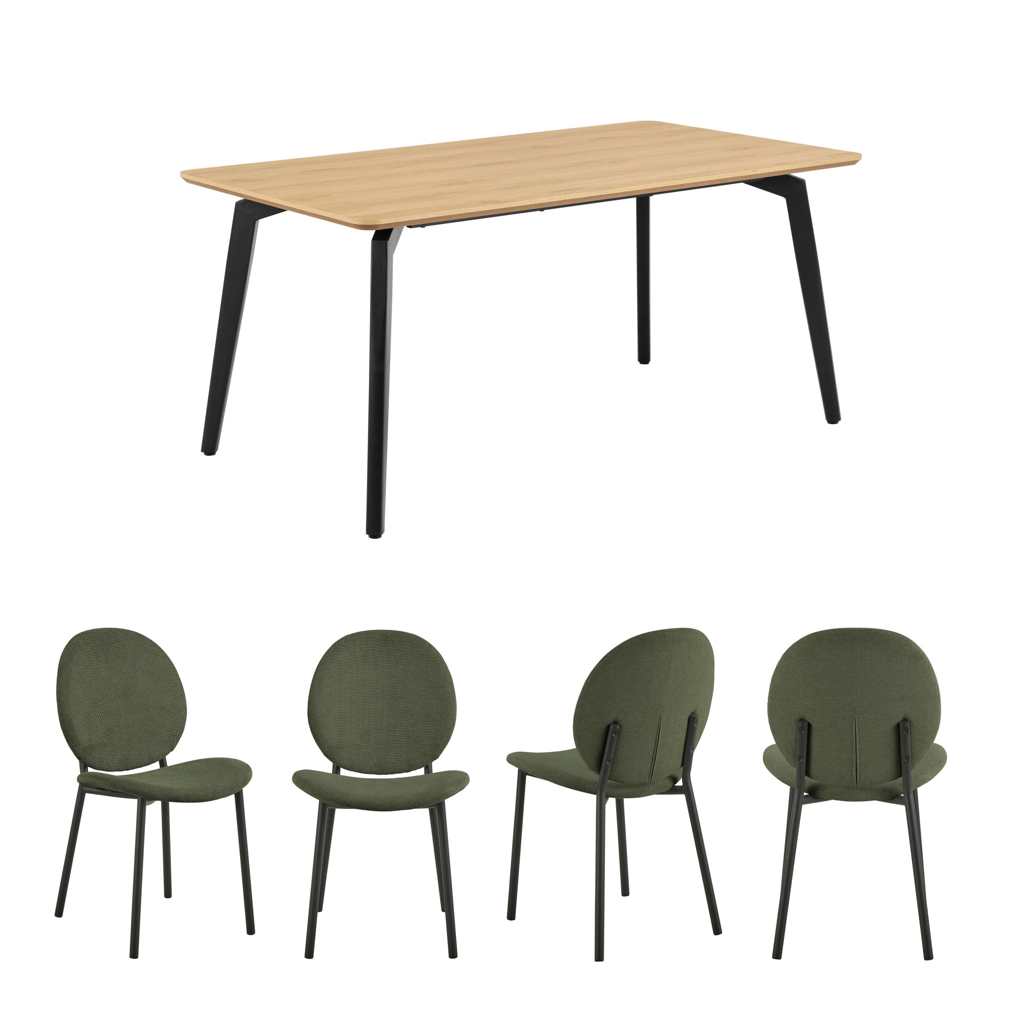 ACTONA GROUP Esszimmer-Set »Essgruppe, Speisetisch mit Wohnzimmerstühlen«, (Set, 5 St., 1x Tisch + 4x Stühle), 1x Tisch + 4x Stühle