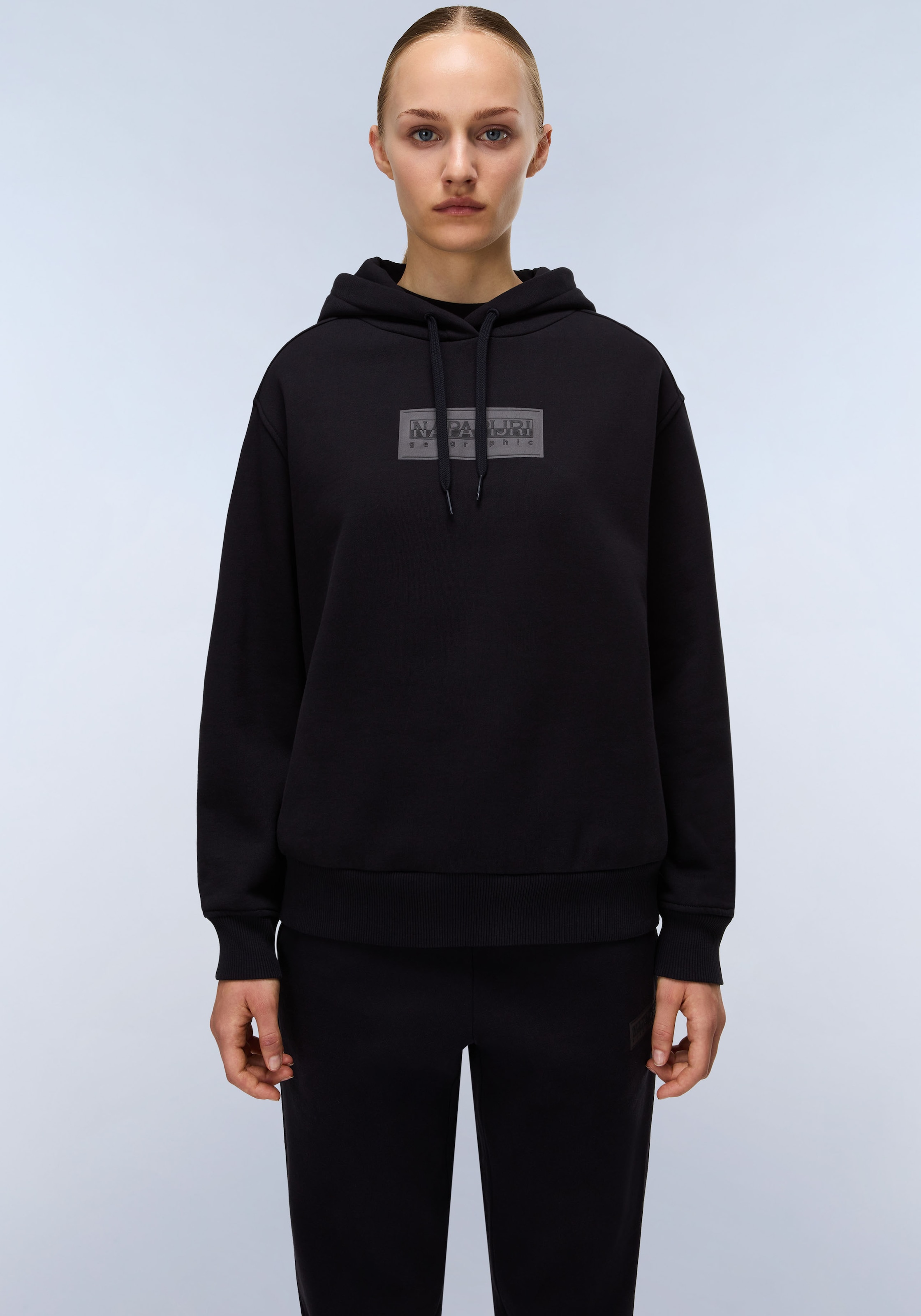 Napapijri Kapuzensweatshirt Mit Rundhalsausschnitt in schwarz, Größe M