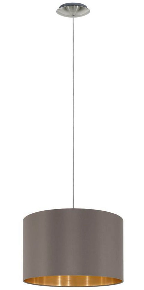 EGLO Pendelleuchte »MASERLO Hängelampe, cappuccino, gold, silber, Stoff, elegant, modern«, 1 flammig, Leuchtmittel E27 | ohne Leuchtmittel, Pendelleuchte, Pendellampe, Wohnzimmer, Esszimmer, gemütlich, 110x38cm