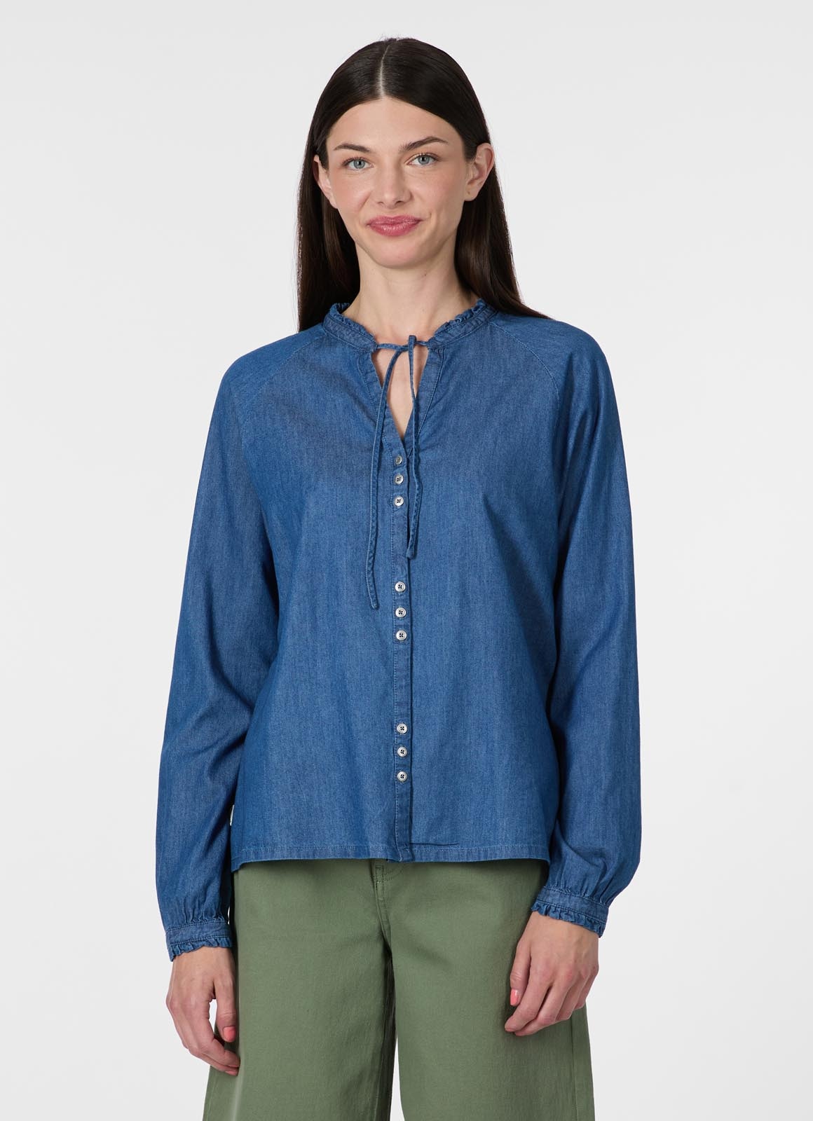 Ragwear Jeansbluse »ARIELA DENIM« Baumwoll-Viskosemix mit Knopfleiste und angenehmem Tragegefühl