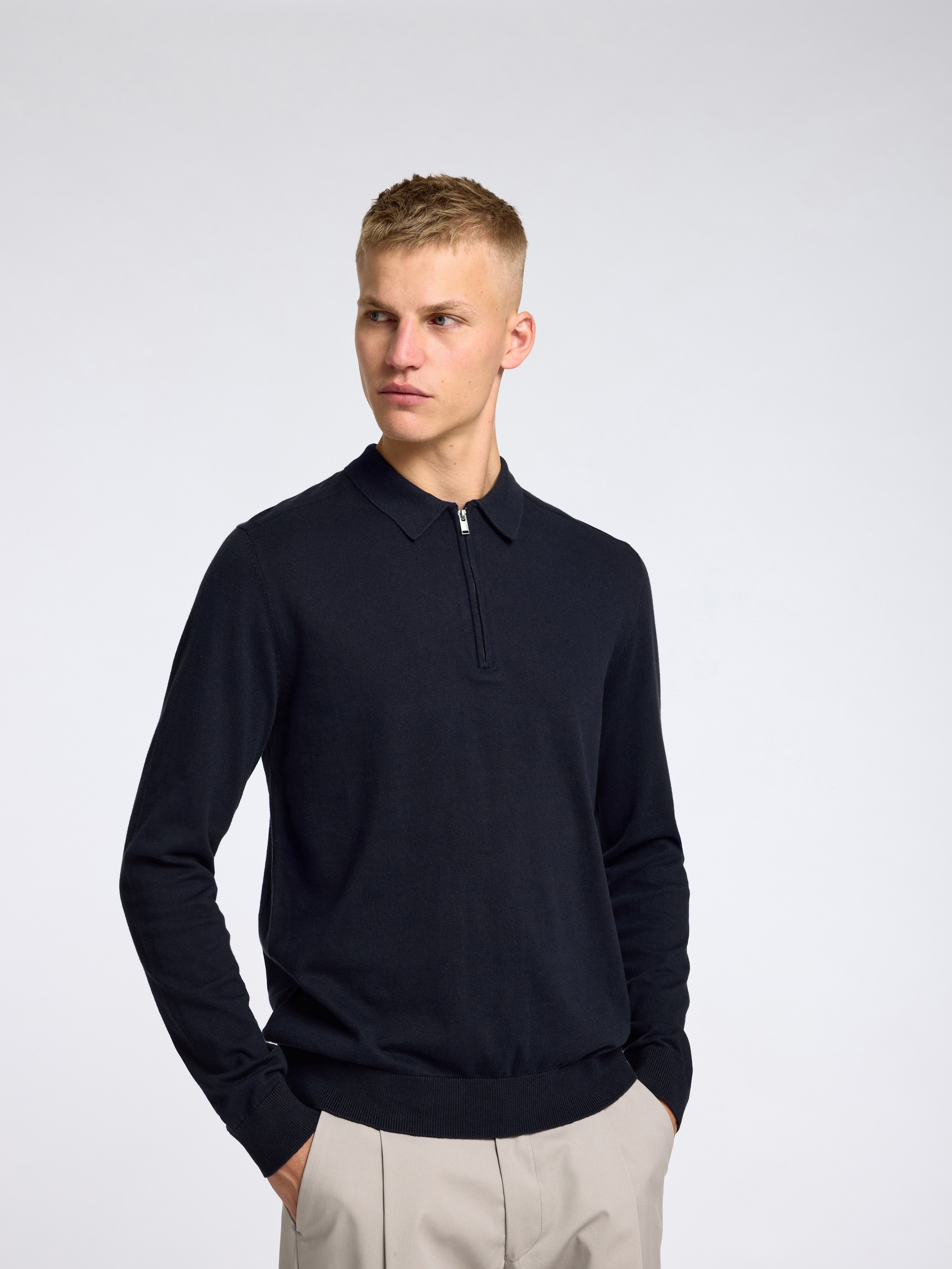 SELECTED HOMME Polokragenpullover »SLHBERG LS HALF ZIP POLO NOOS«