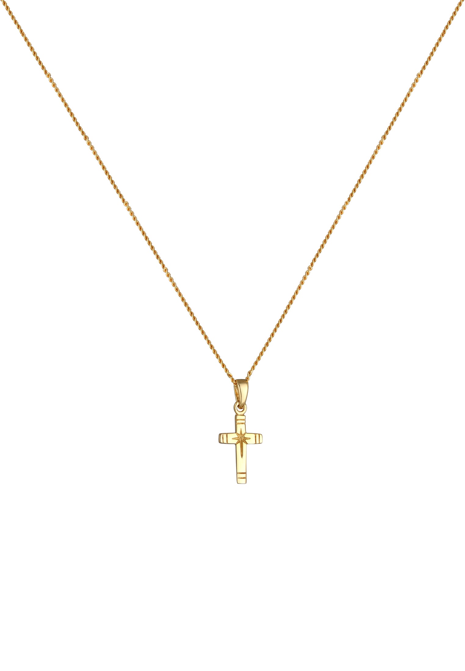 Elli Premium Kette mit Anhänger »Halskette Kreuz Anhänger 585 Gelbgold«